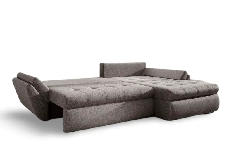 Colțar extensibil dumonde cu ladă de depozitare si sezut confortabil din spuma HR, Loana Enjoy Kaki 270x185 cm