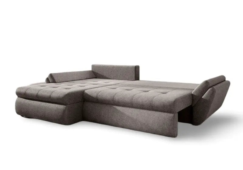 Colțar extensibil dumonde cu ladă de depozitare si sezut confortabil din spuma HR, Loana Enjoy Kaki II 270x185 cm