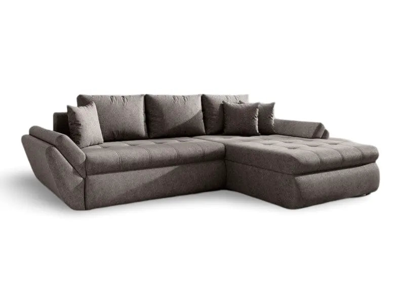 Colțar extensibil dumonde cu ladă de depozitare si sezut confortabil din spuma HR, Loana Enjoy Kaki 270x185 cm