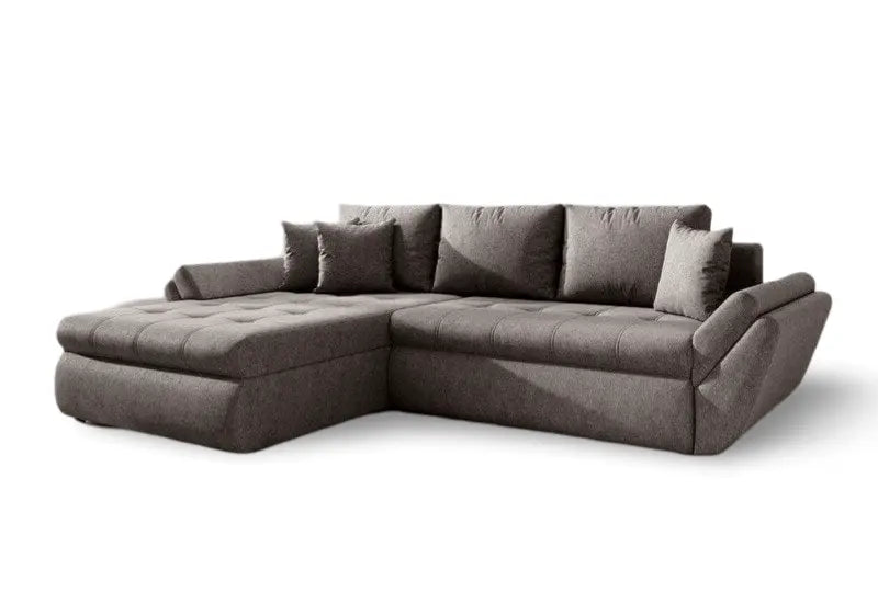 Colțar extensibil dumonde cu ladă de depozitare si sezut confortabil din spuma HR, Loana Enjoy Kaki II 270x185 cm