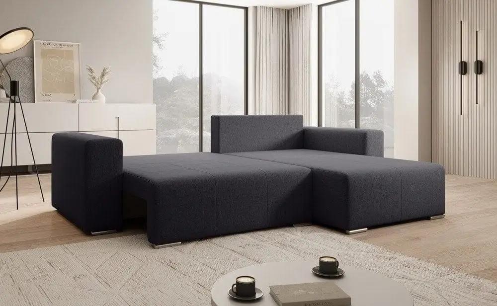 Colțar extensibil cu ladă de depozitare si sezut confortabil din spuma HR, Marbela Grafit II 275x185 cm