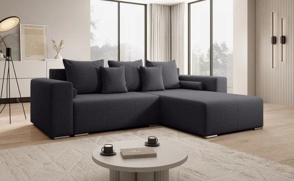 Colțar extensibil cu ladă de depozitare si sezut confortabil din spuma HR, Marbela Grafit II 275x185 cm