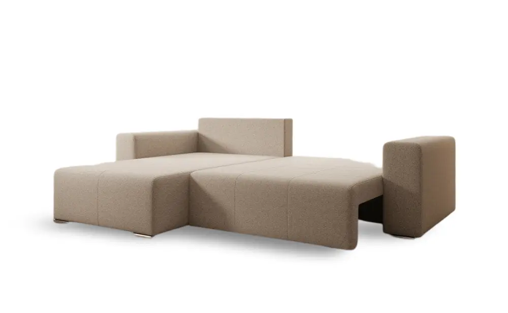 Colțar extensibil dumonde cu ladă de depozitare si sezut confortabil din spuma HR, Marbela Beige 275x185 cm Fabrica