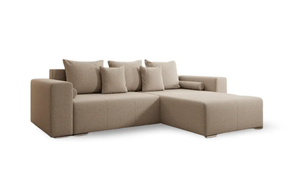 Colțar extensibil dumonde cu ladă de depozitare si sezut confortabil din spuma HR, Marbela Beige II 275x185 cm Fabrica