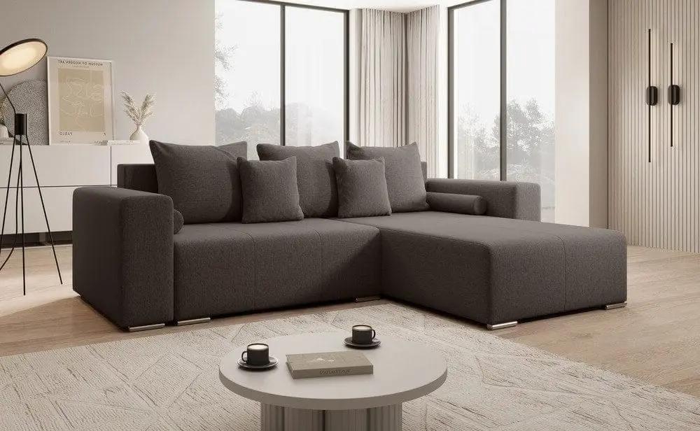 Colțar extensibil cu ladă de depozitare si sezut confortabil din spuma HR, Marbela Kaki II 275x185 cm