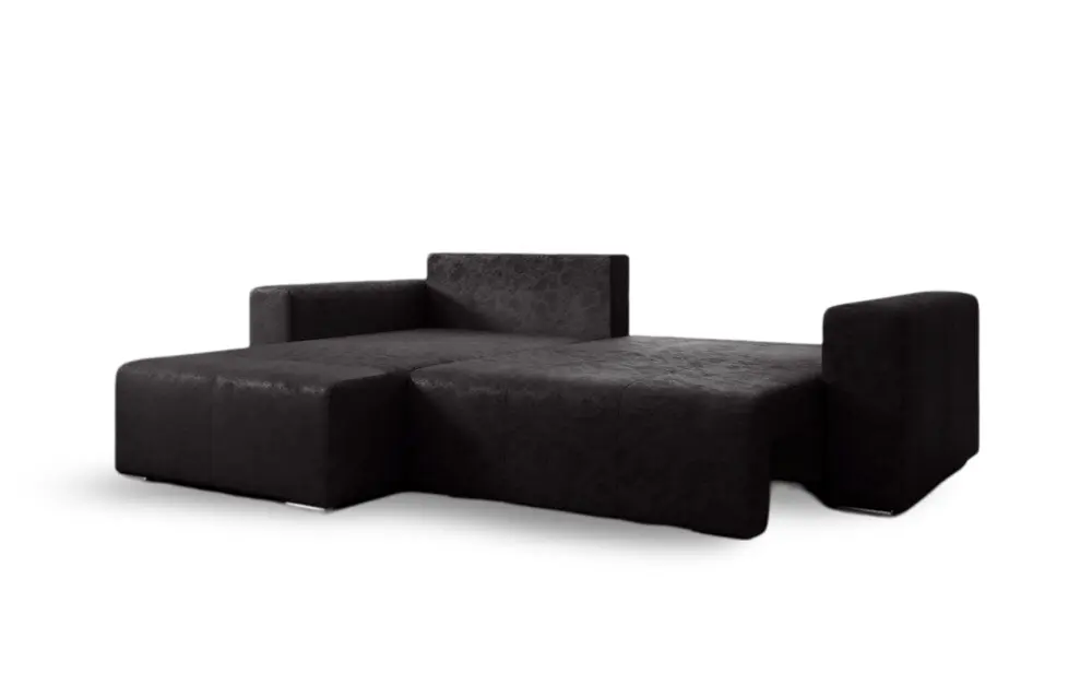 Colțar extensibil dumonde cu ladă de depozitare si sezut confortabil din spuma HR, Marbela Antracit 275x185 cm Fabrica