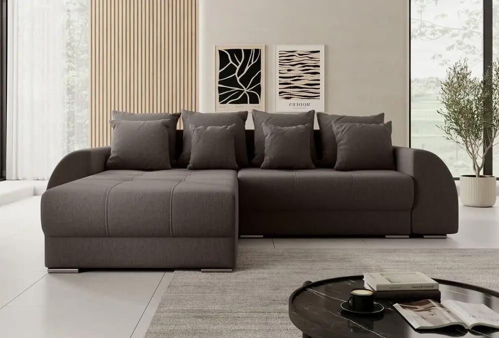 Colțar extensibil cu ladă de depozitare si sezut confortabil din spuma HR, Verona Kaki 280x185 cm