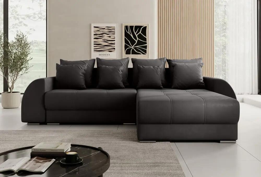 Colțar extensibil cu ladă de depozitare si sezut confortabil din spuma HR, Verona Antracit II 280x185 cm