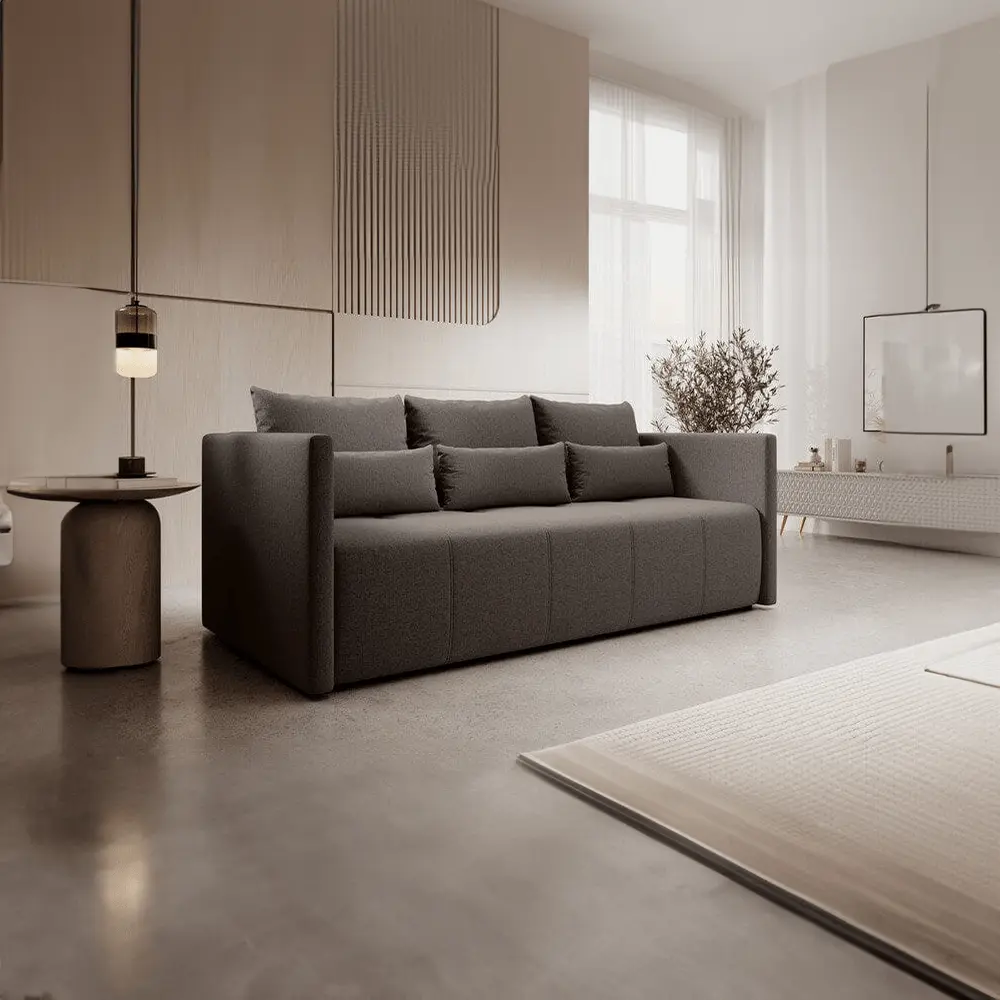 Canapea extensibilă dumonde cu ladă de depozitare si sezut confortabil din spuma HR, Malta Kaki 210x100 cm Fabrica