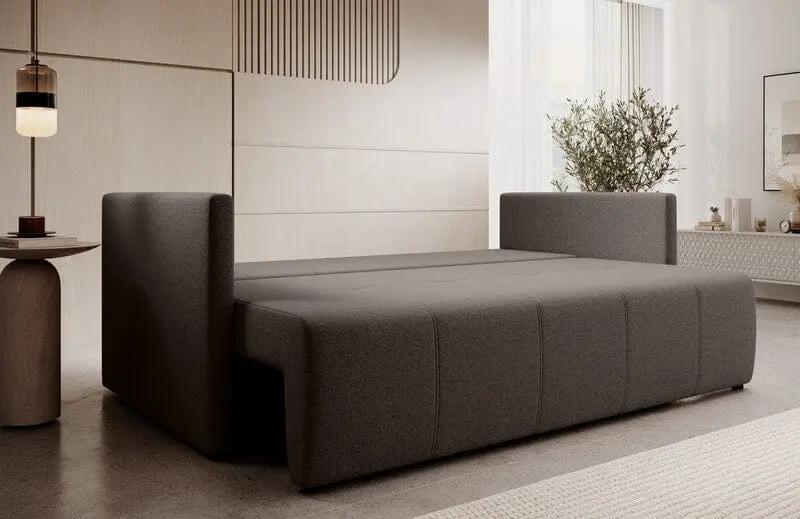 Canapea extensibilă cu ladă de depozitare si sezut confortabil din spuma HR, Malta Kaki 210x100 cm