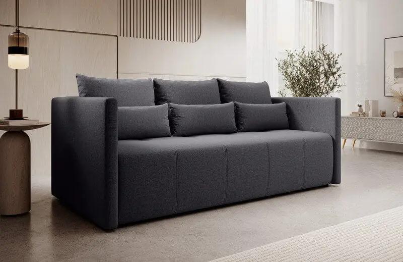 Canapea extensibilă cu ladă de depozitare si sezut confortabil din spuma HR, Malta Graphite 210x100 cm