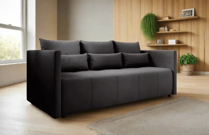 Canapea extensibilă dumonde cu ladă de depozitare si sezut confortabil din spuma HR, Malta Antracit 210x100 cm Fabrica