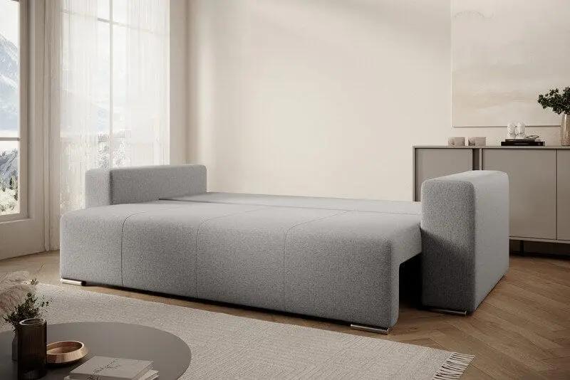 Canapea extensibilă cu ladă de depozitare si sezut confortabil din spuma HR, Marbela New Grey 245x100 cm
