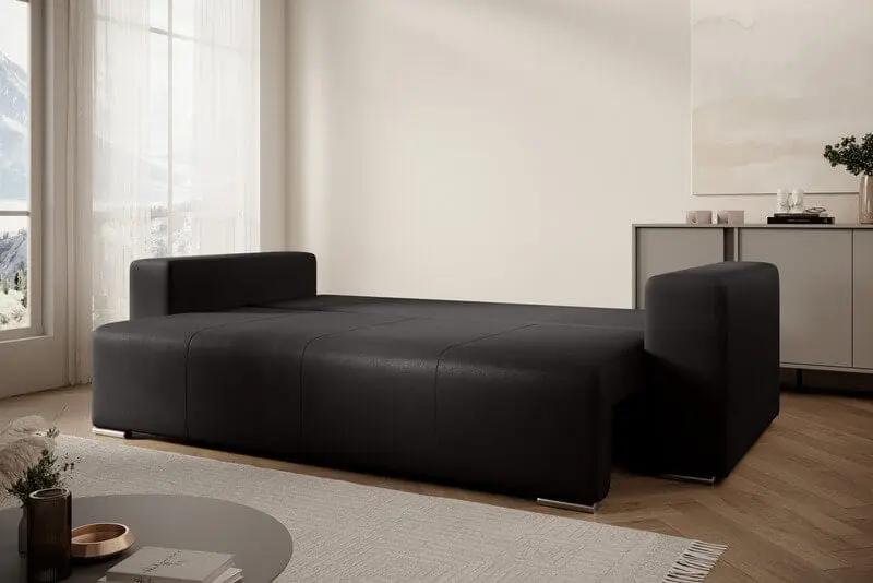 Canapea extensibilă cu ladă de depozitare si sezut confortabil din spuma HR, Marbela Antracit 245x100 cm