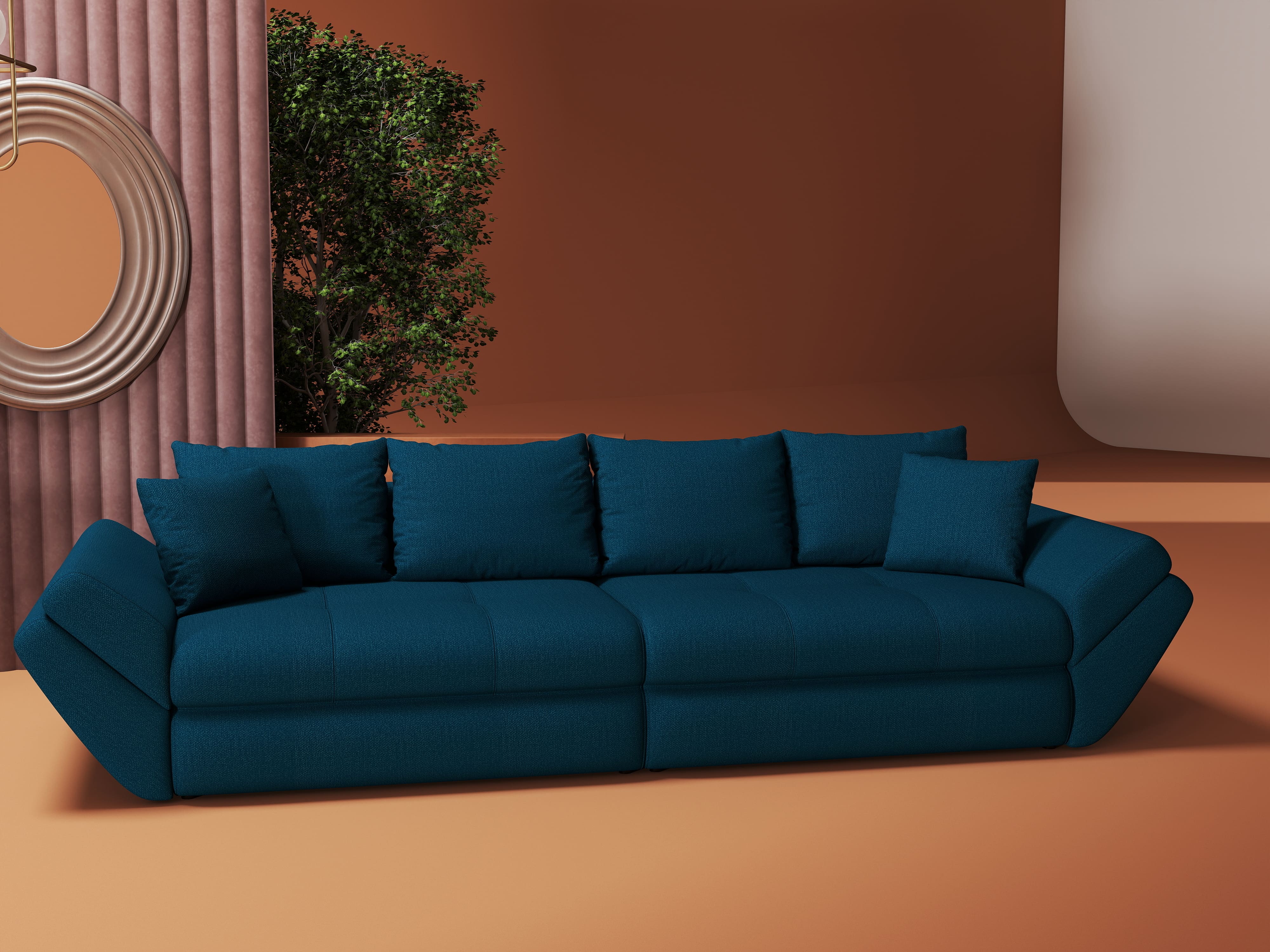 Canapea extensibilă dumonde cu ladă de depozitare si sezut confortabil din spuma HR, Loana Enjoy Petrol 300x100 cm Fabrica