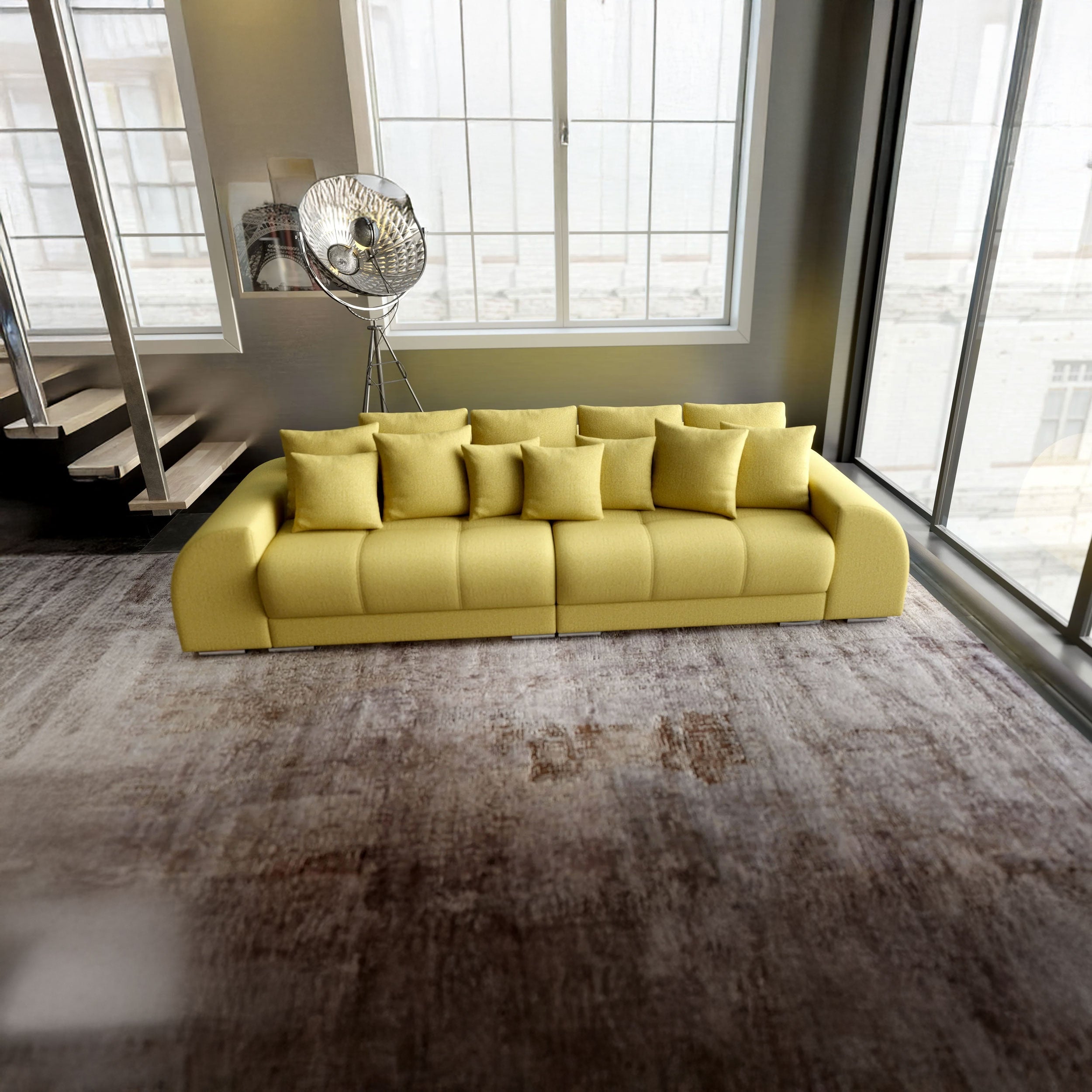 Canapea extensibilă dumonde cu 2 lăzi de depozitare si sezut confortabil din spuma HR, Verona Enjoy Melon 310x100 cm Fabrica