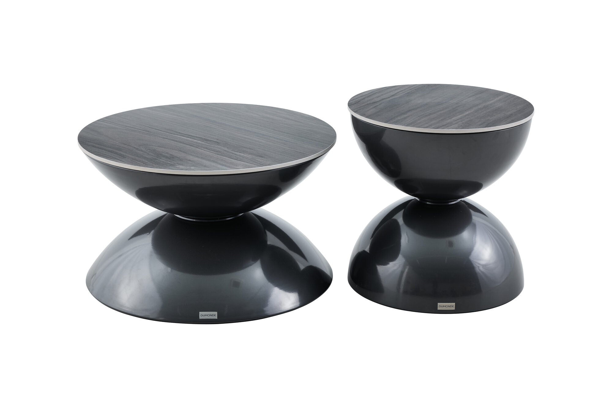 Set 2 mese dumonde cu picioare metalice si blat ceramic si blat lemn Onyx 70x70 cm