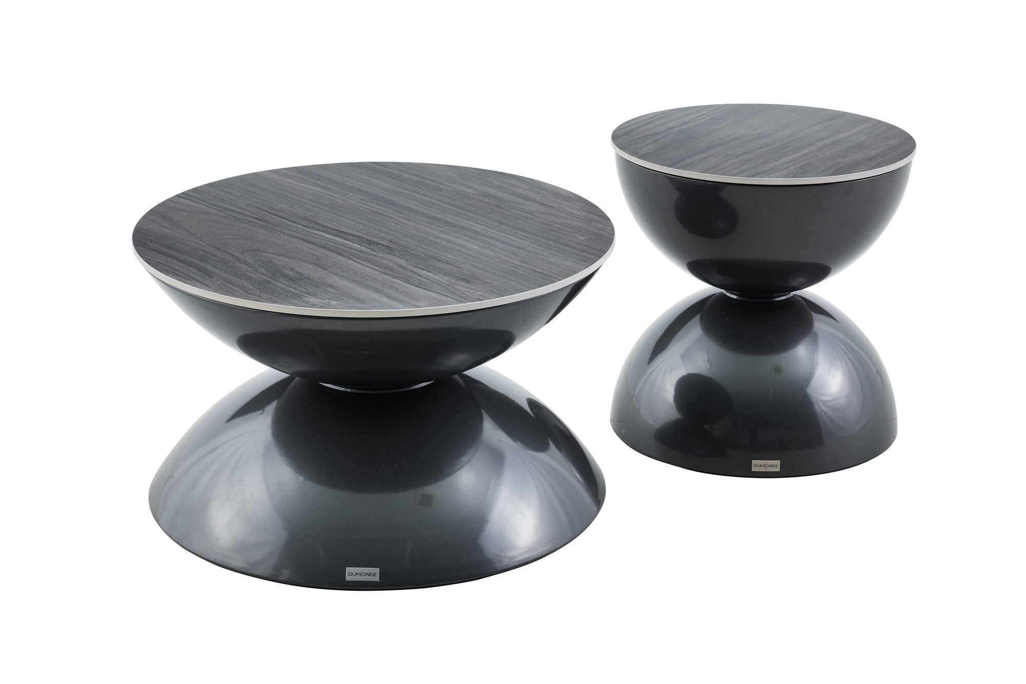 Set 2 mese dumonde cu picioare metalice si blat ceramic si blat lemn Onyx 70x70 cm