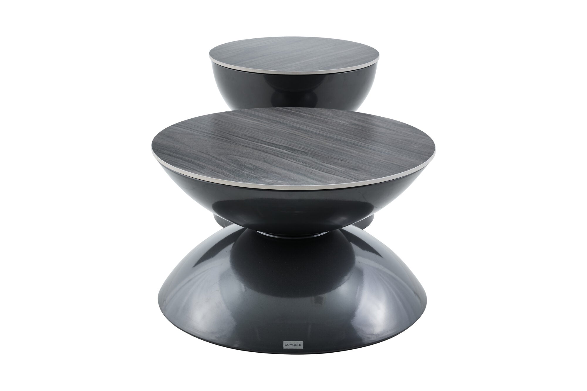 Set 2 mese dumonde cu picioare metalice si blat ceramic si blat lemn Onyx 70x70 cm