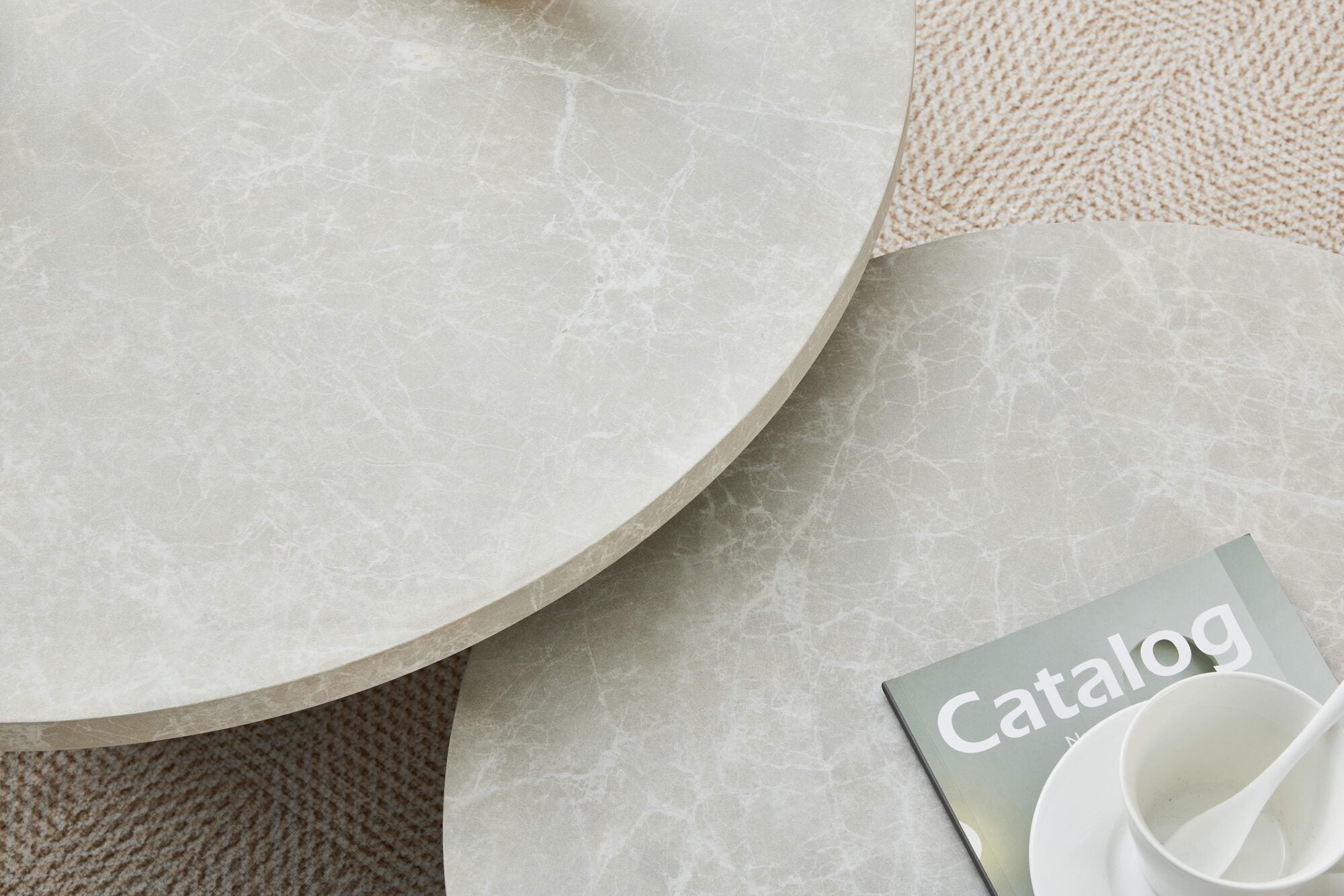 Set 2 mese dumonde picioare metalice si blat ceramic si blat MDF Nexo 60x60 cm