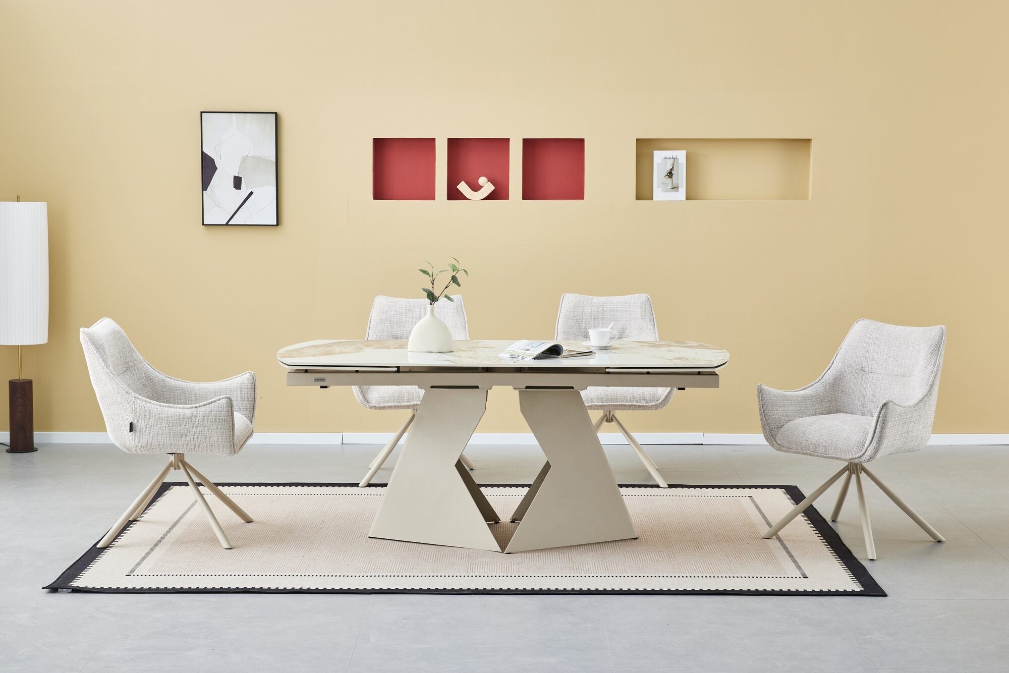 Scaun tapitat cu stofa si picioare metalice Loft 61x64 cm