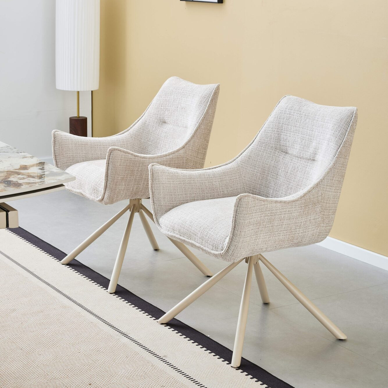 Scaun tapitat cu stofa si picioare metalice Loft 61x64 cm