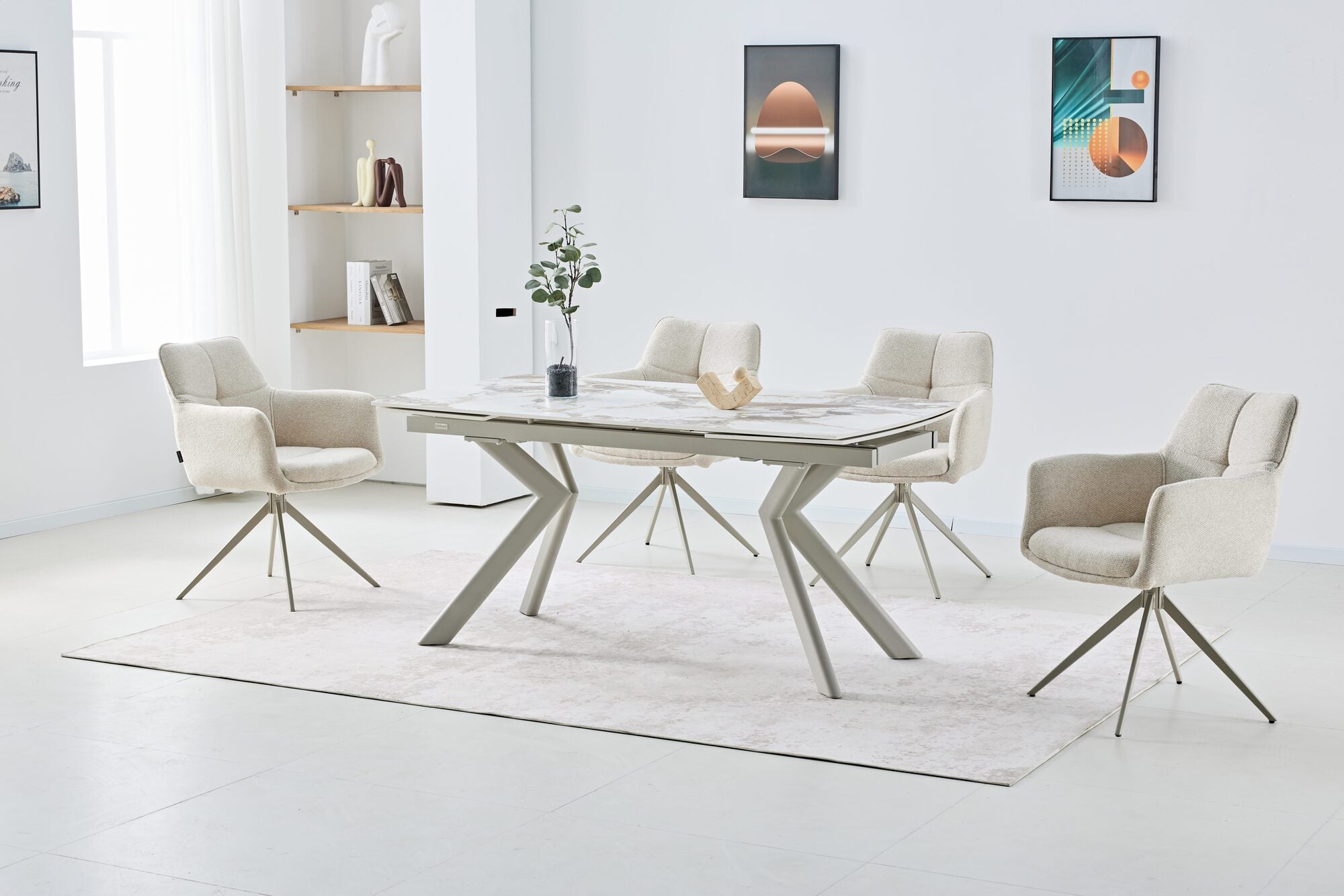 Set masa extensibila dumonde Solis 160-240x90 cm + 6 scaune Guido 62x84 cm