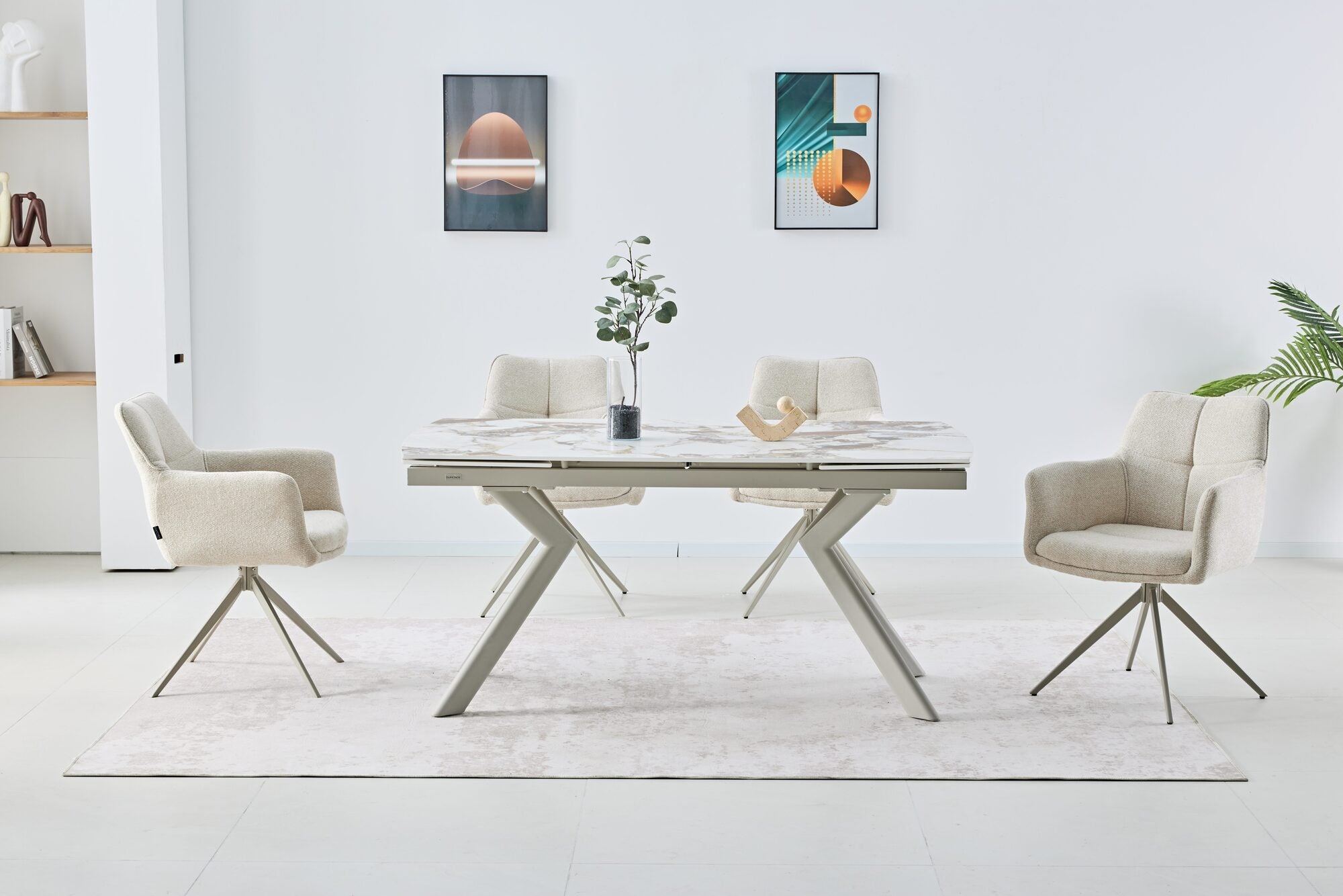 Set masa extensibila dumonde Solis 160-240x90 cm + 6 scaune Guido 62x84 cm