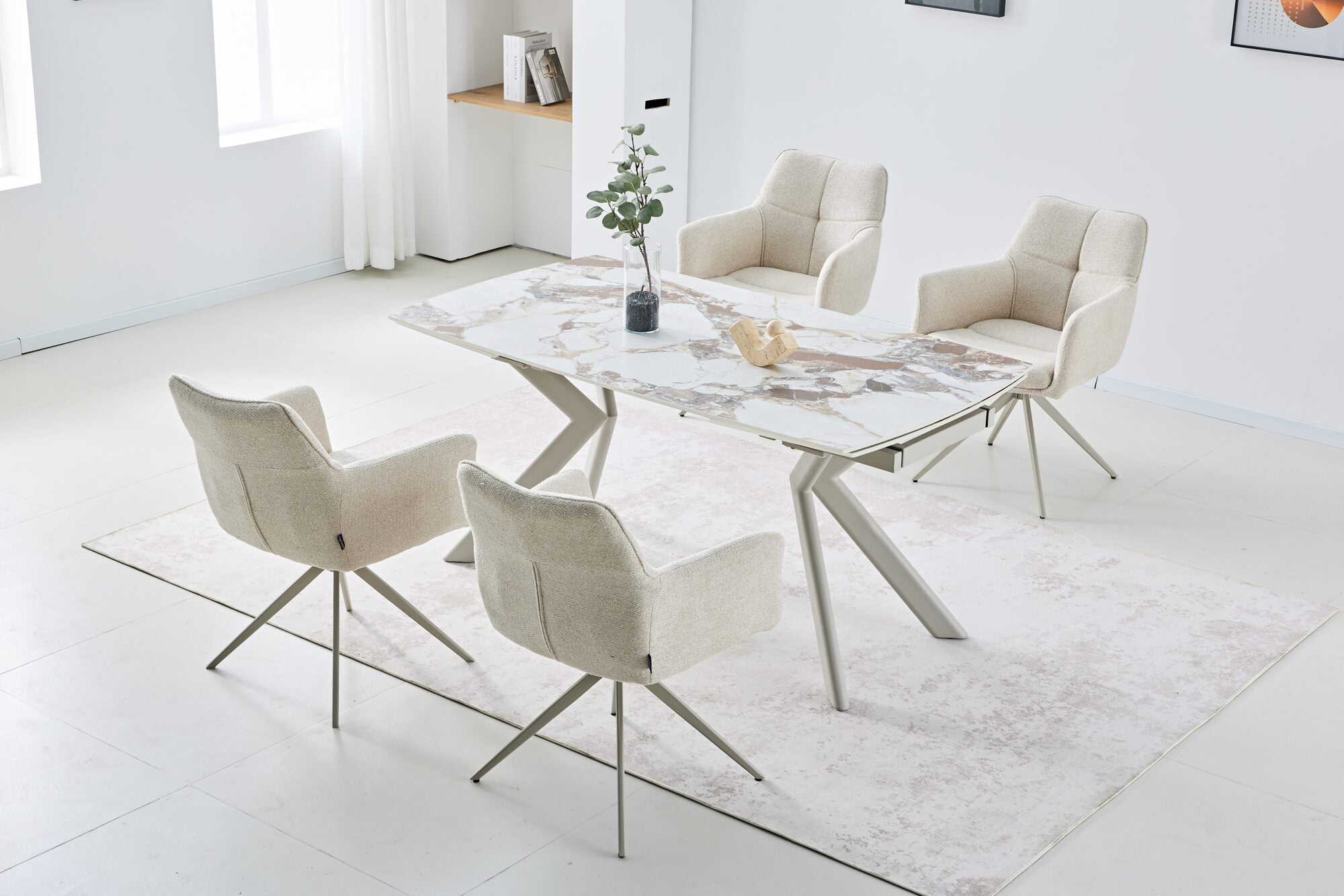 Set masa extensibila dumonde Solis 160-240x90 cm + 6 scaune Guido 62x84 cm