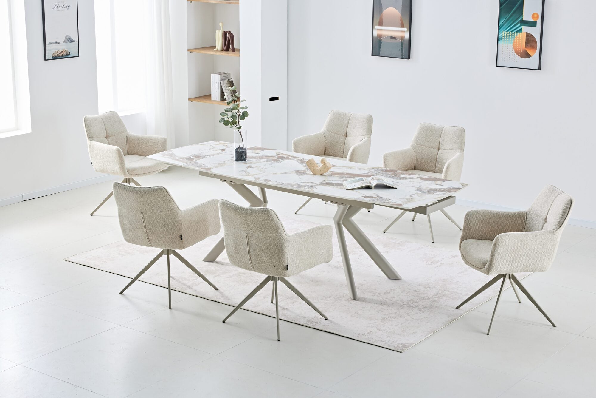 Set masa extensibila dumonde Solis 160-240x90 cm + 6 scaune Guido 62x84 cm