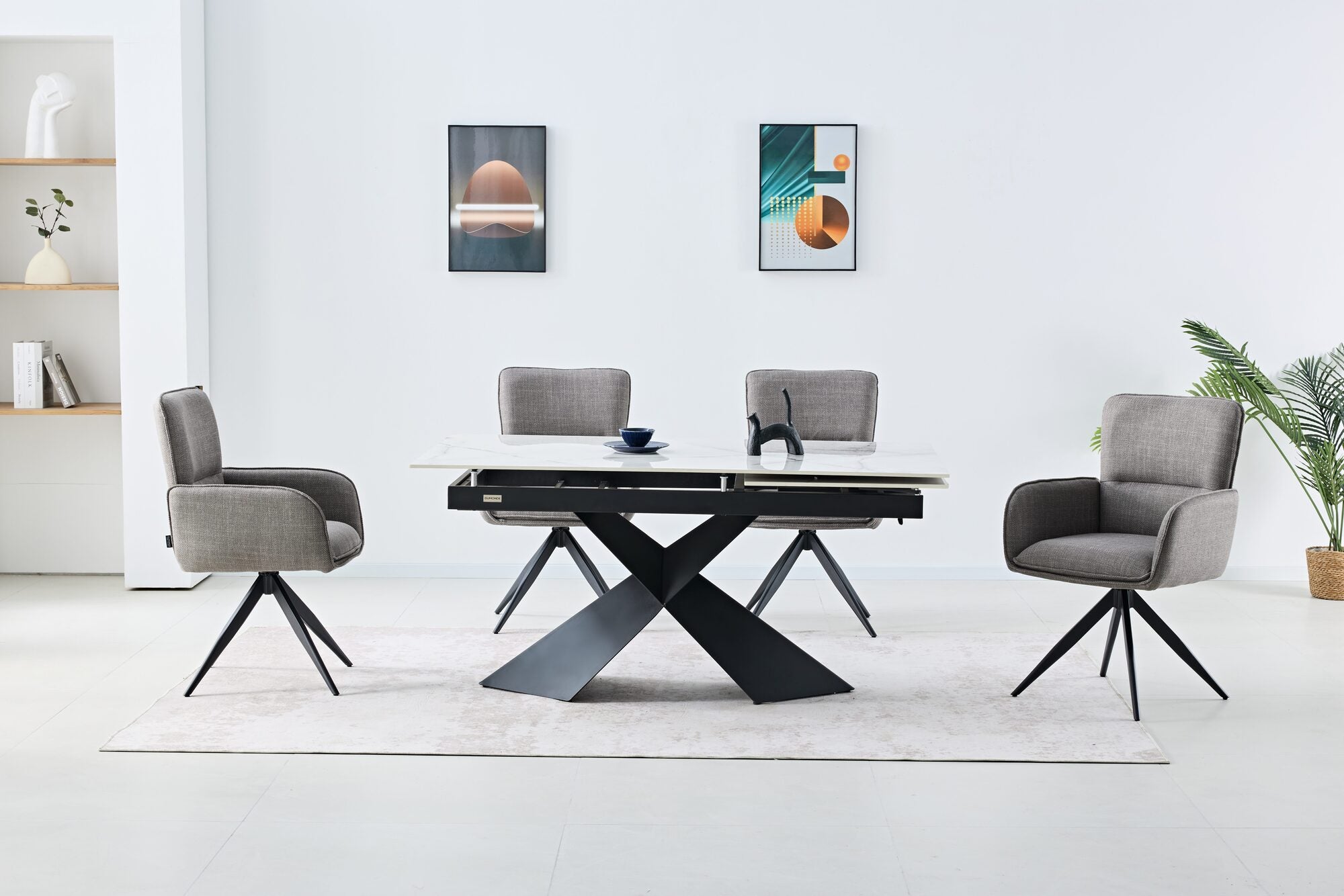 Set masa extensibila dumonde Noema 160-220x90 cm + 6 scaune Flow 59x64 cm