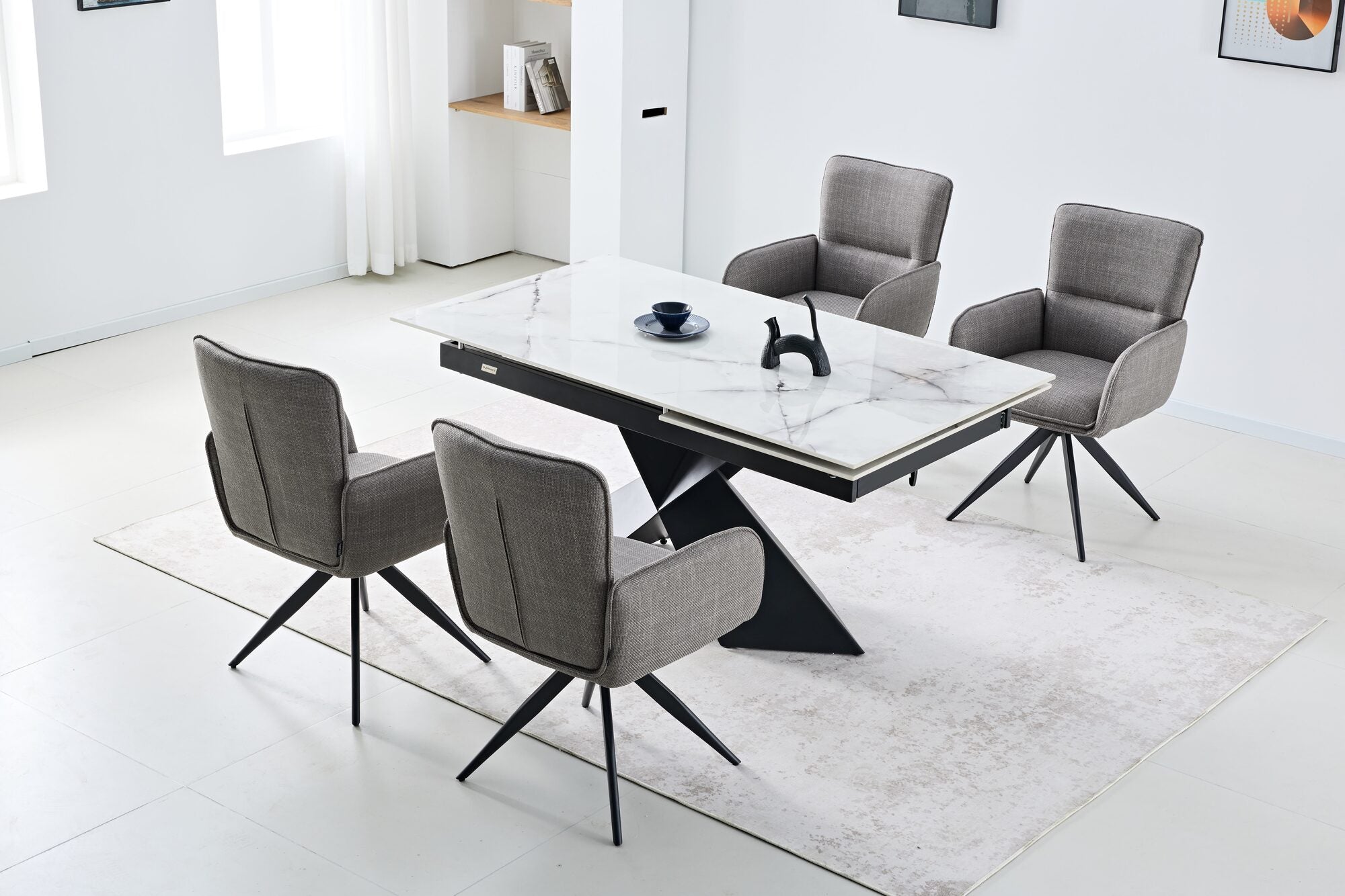 Masa extensibila dumonde picioare metalice si blat ceramic si blat ceramic Noema 160-220x90 cm