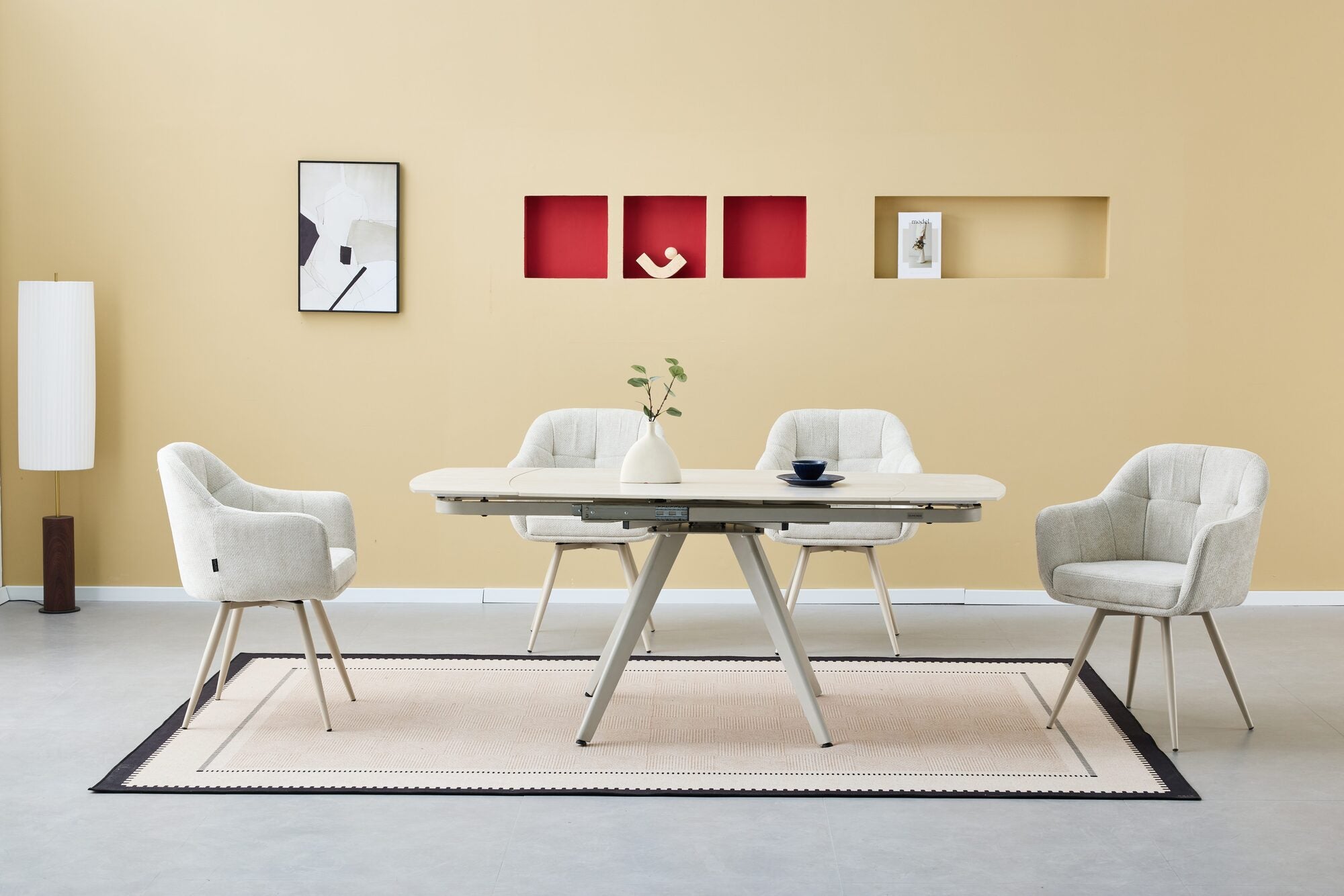 Masa extensibila dumonde cu picioare metalice si blat ceramic Umbra 120-180x80 cm