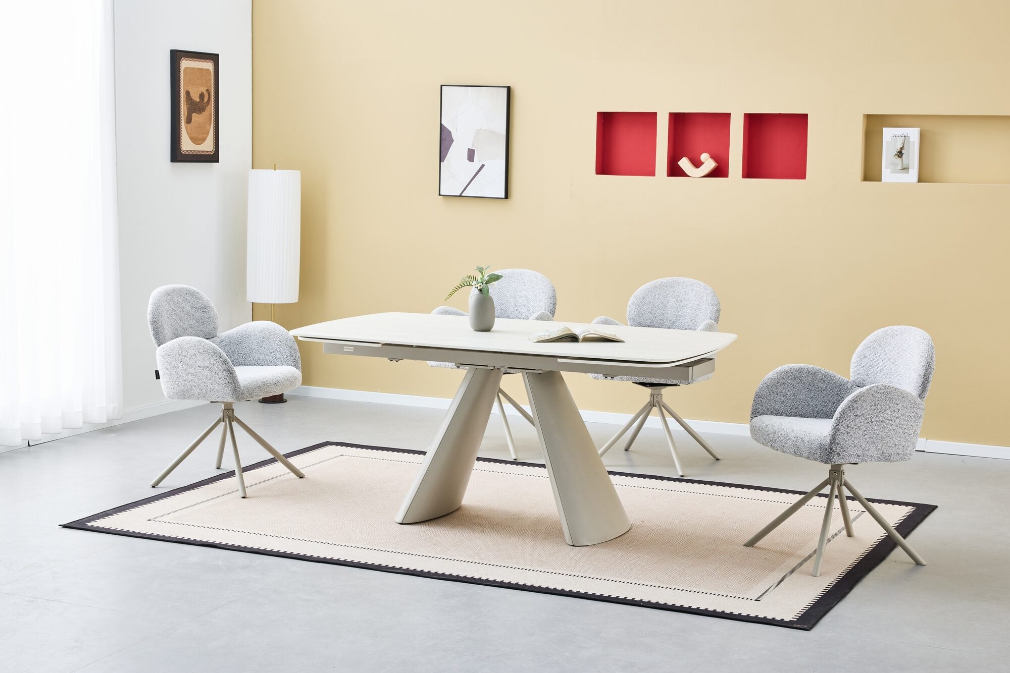 Scaun tapitat cu stofa si picioare metalice Soho 57x61 cm