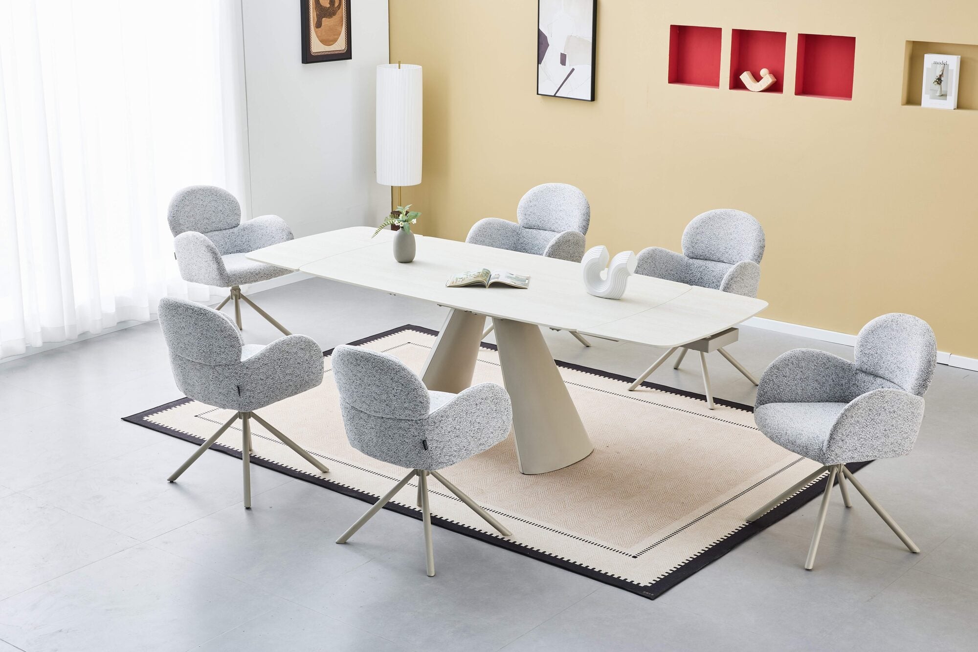 Masa extensibila dumonde cu picioare metalice si blat ceramic Riviera 165-240x90 cm