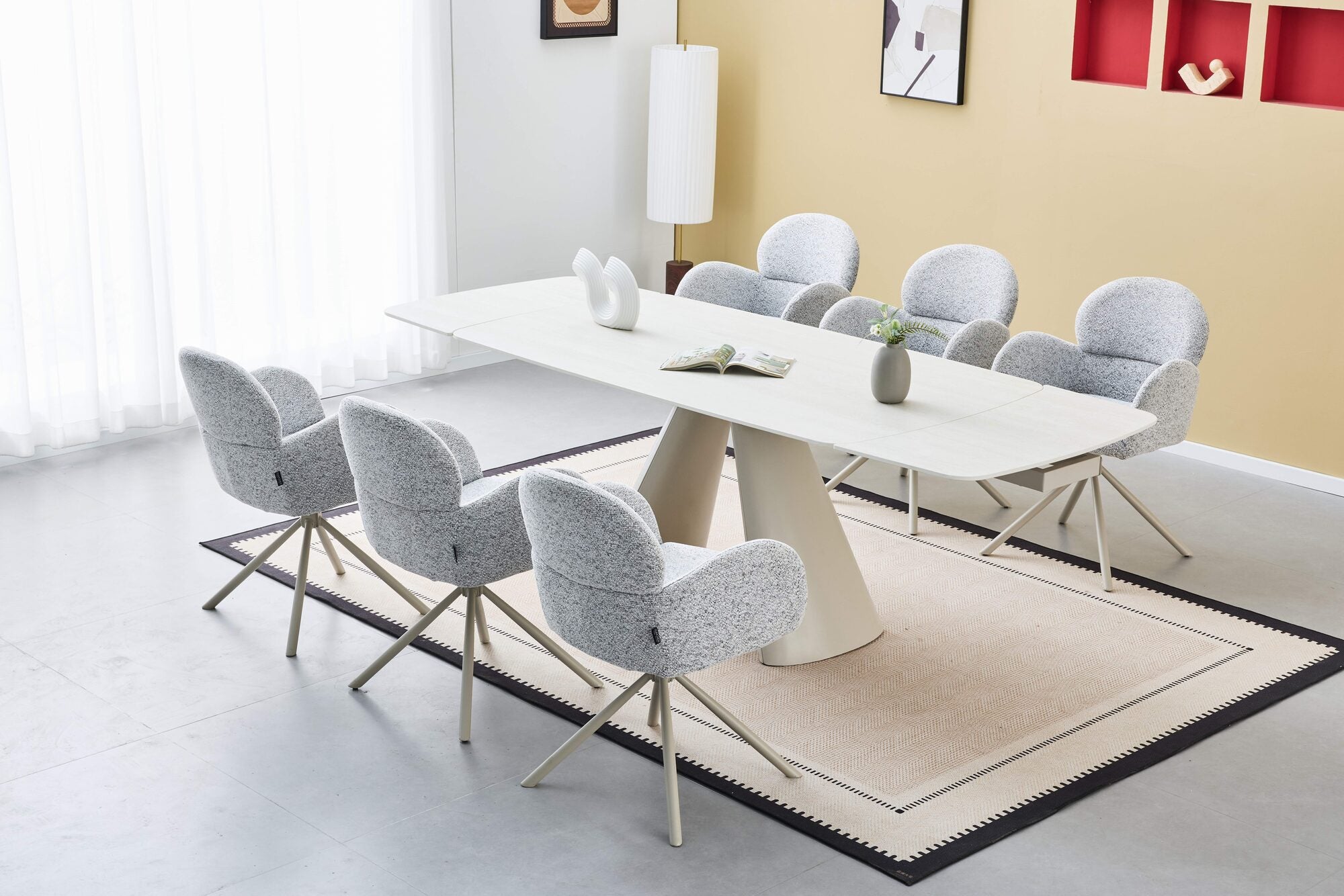 Masa extensibila dumonde cu picioare metalice si blat ceramic Riviera 165-240x90 cm