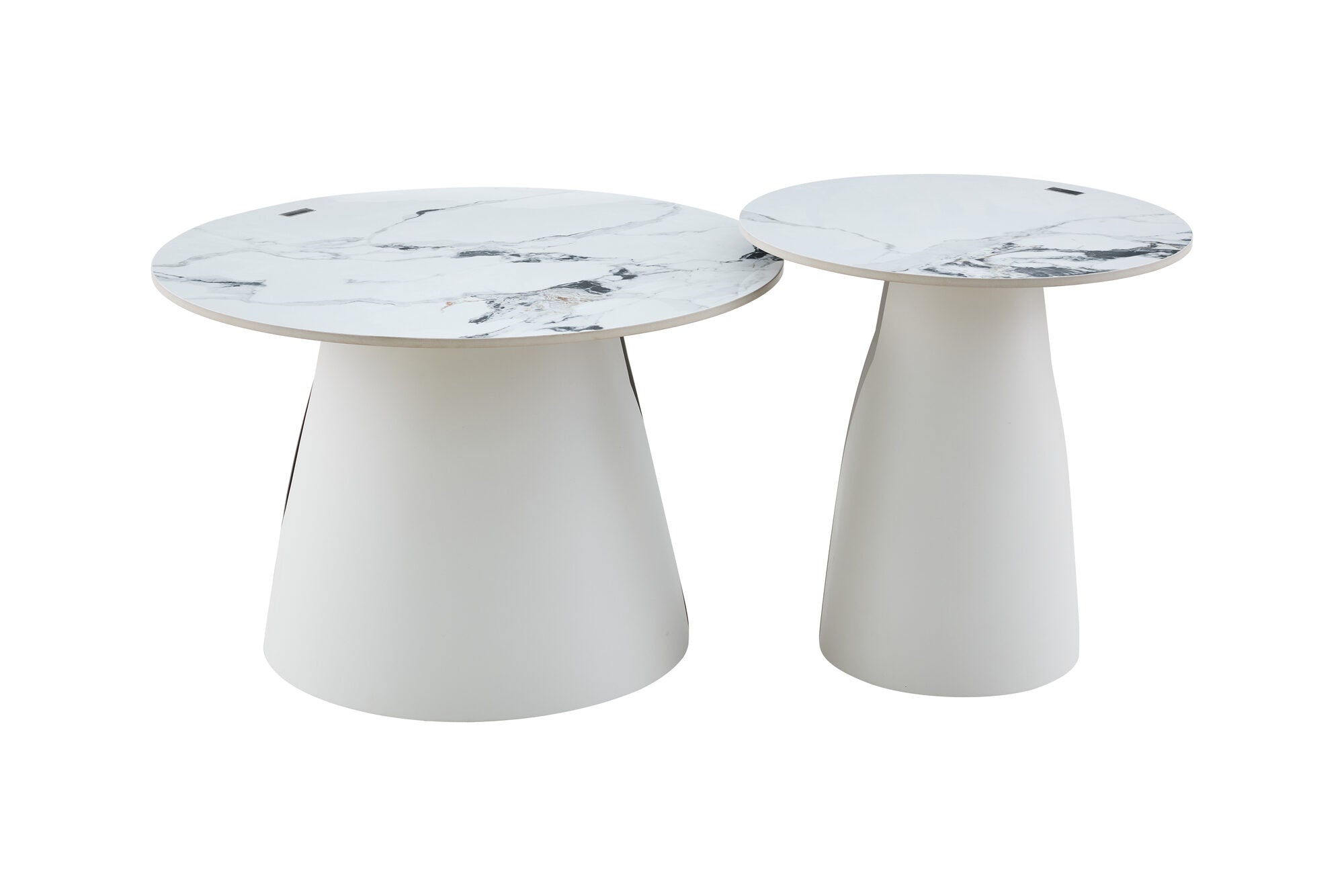 Set 2 mese dumonde cu picioare metalice si blat ceramic Marble 70x70 cm