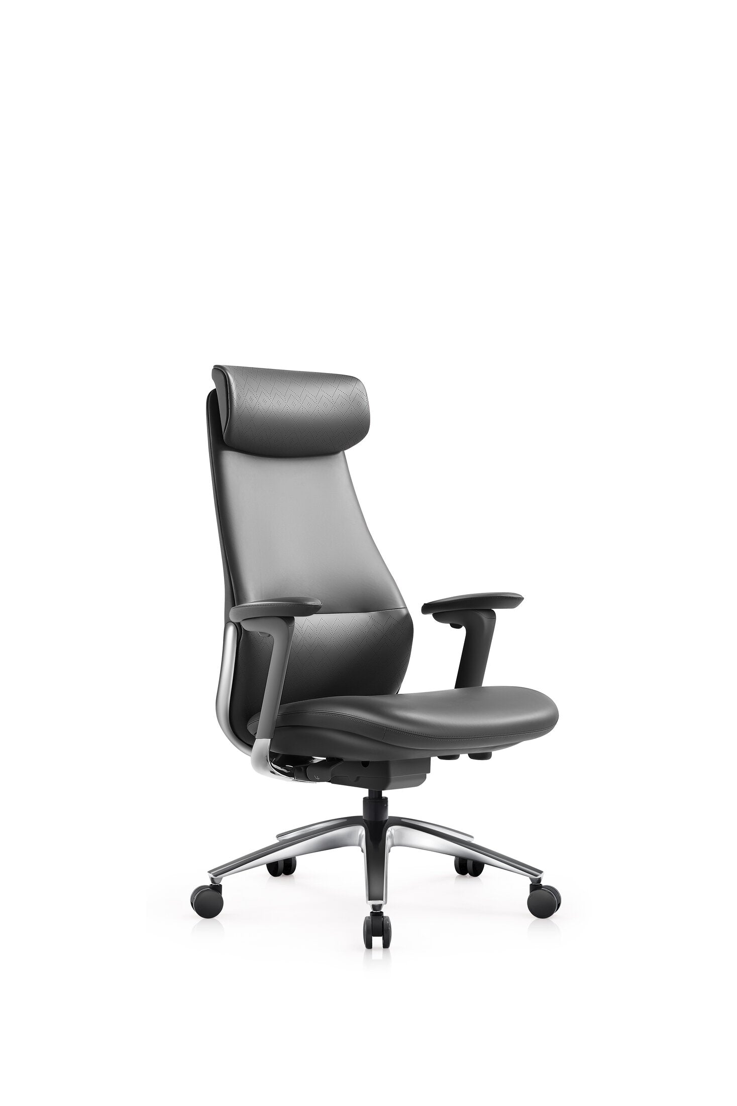 Scaun ergonomic profesional Axis dumonde cu tetiera reglabila, mecanism multifunctional inclinare/blocare, cadru din aluminiu, cotiere 4D ultra moi, gri