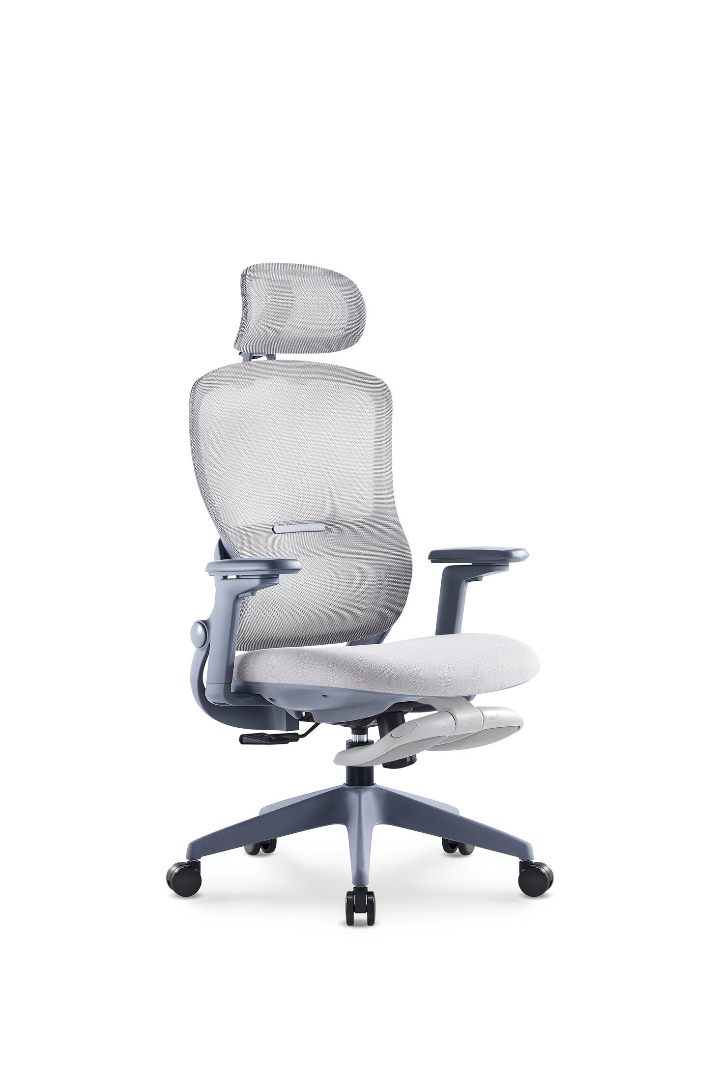 Scaun ergonomic profesional Aero 2 dumonde cu tetiera reglabila 3D, suport lombar mesh, cotiere 3D ultra moi, mecanism multifunctional inclinare/blocare, suport picoare, gri