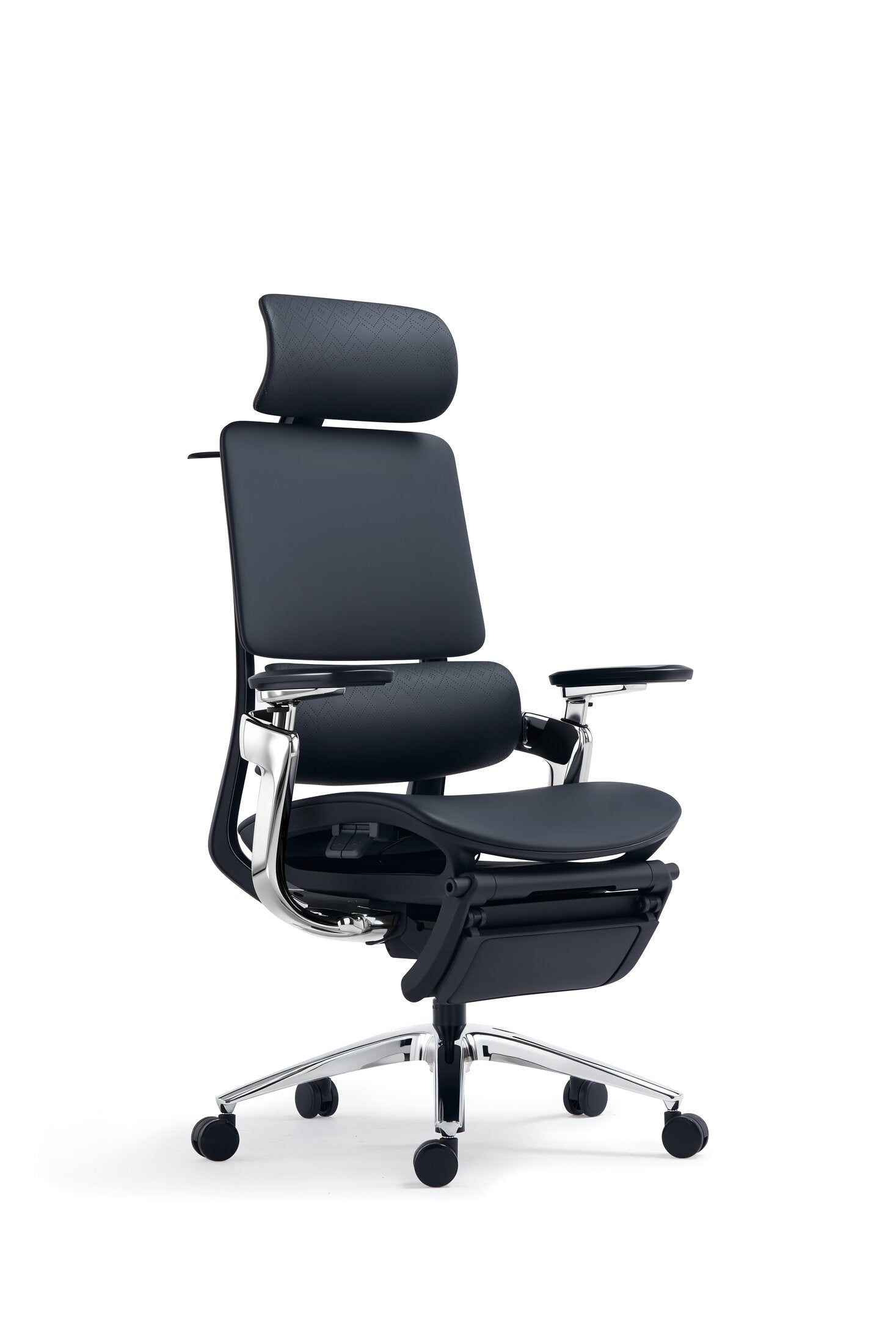 Scaun ergonomic profesional Nexus dumonde cu suport lombar dinamic, cotiere 4D ultra moi, mecanism multifunctional inclinare/blocare, suport picoare, negru