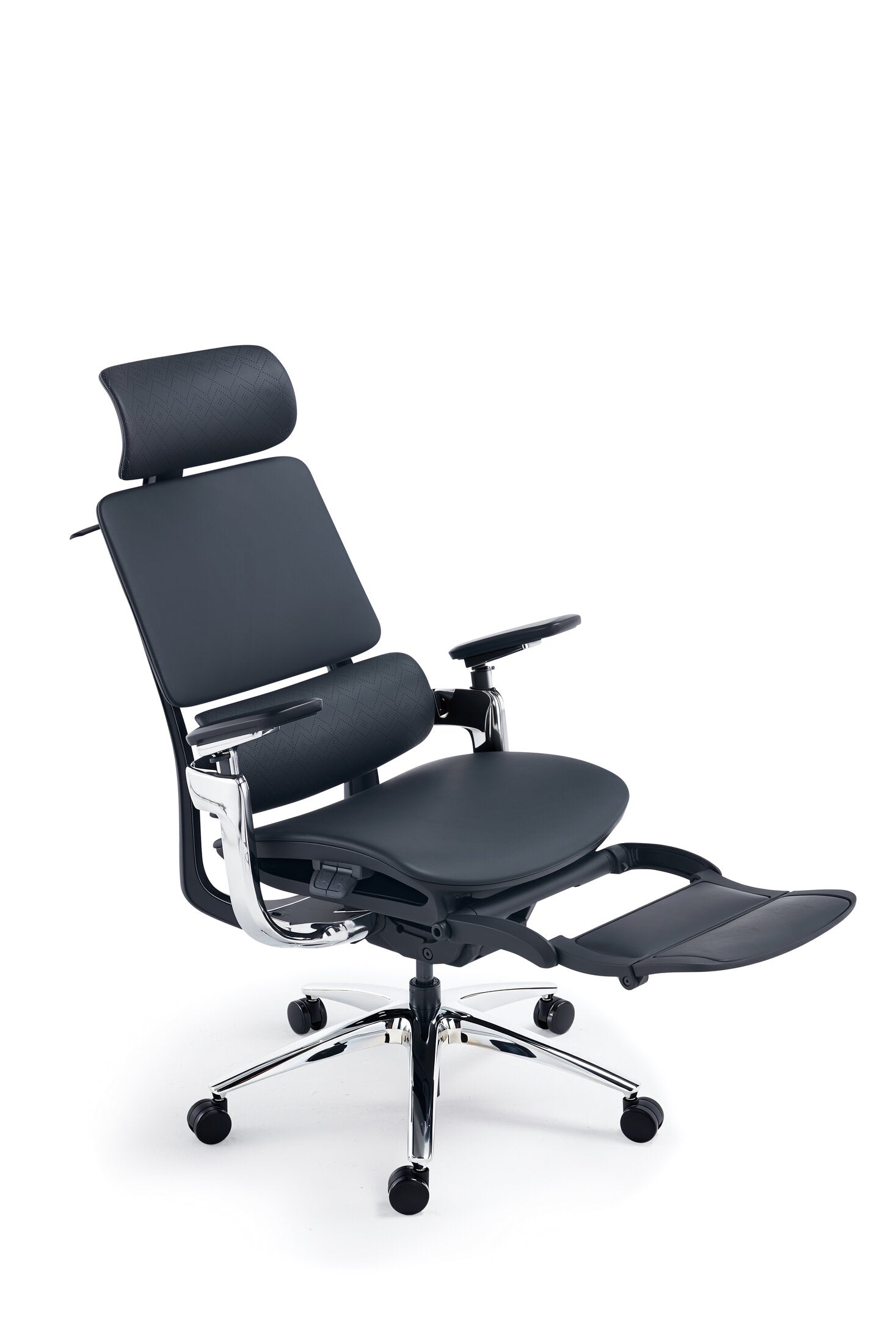 Scaun ergonomic profesional Nexus dumonde cu suport lombar dinamic, cotiere 4D ultra moi, mecanism multifunctional inclinare/blocare, suport picoare, negru