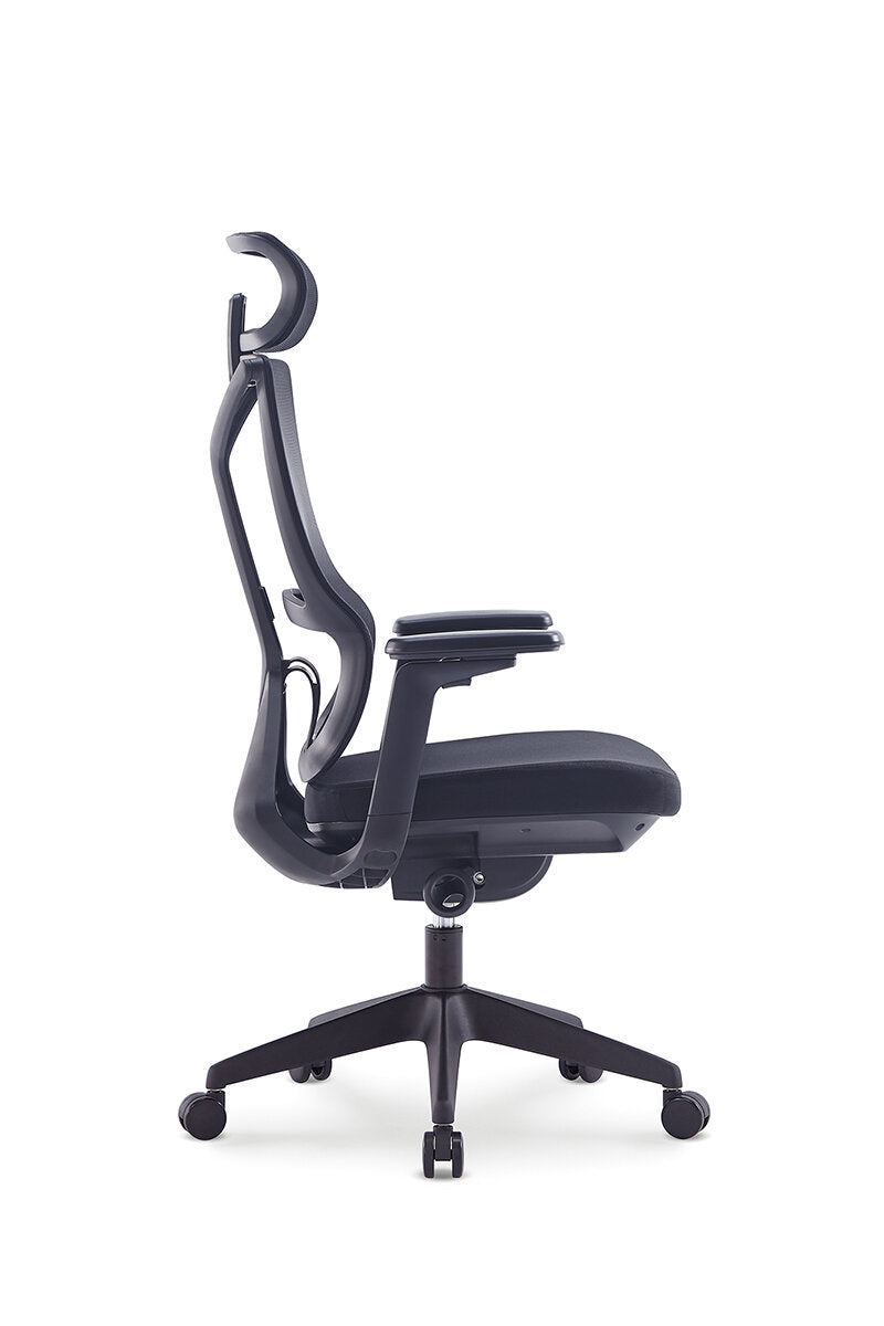 Scaun ergonomic profesional Verto dumonde cu tetiera reglabila, mecanism multifunctional inclinare/blocare, cotiere 3D ultra moi, MESH negru