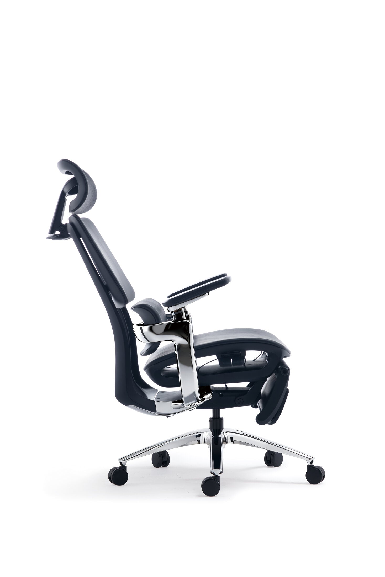 Scaun ergonomic profesional Nexus dumonde cu suport lombar dinamic, cotiere 4D ultra moi, mecanism multifunctional inclinare/blocare, suport picoare, negru