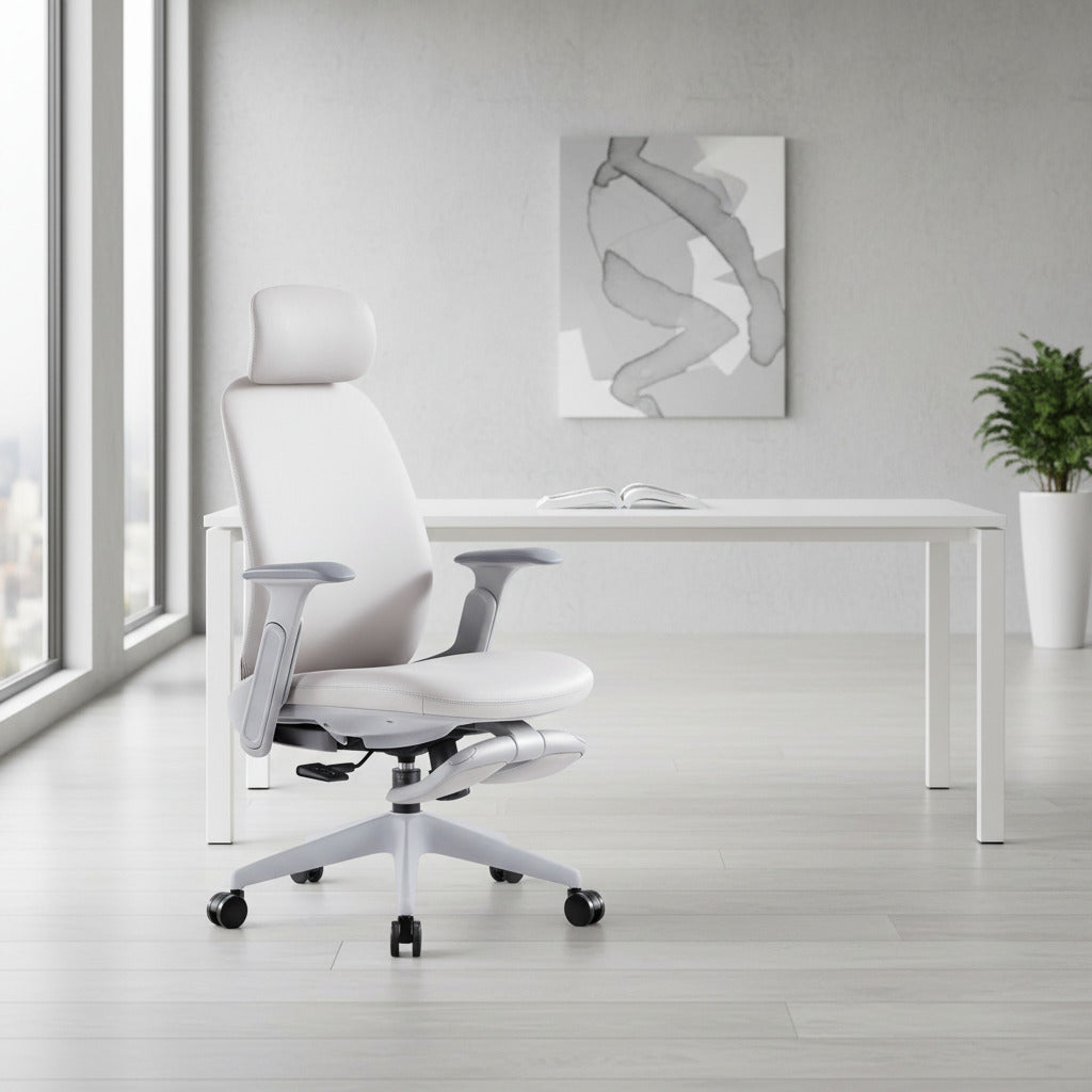 Scaun ergonomic profesional Zenith dumonde cu tetiera reglabila 2D, cotiere 2D ultra moi, mecanism multifunctional inclinare/blocare, suport picoare, gri