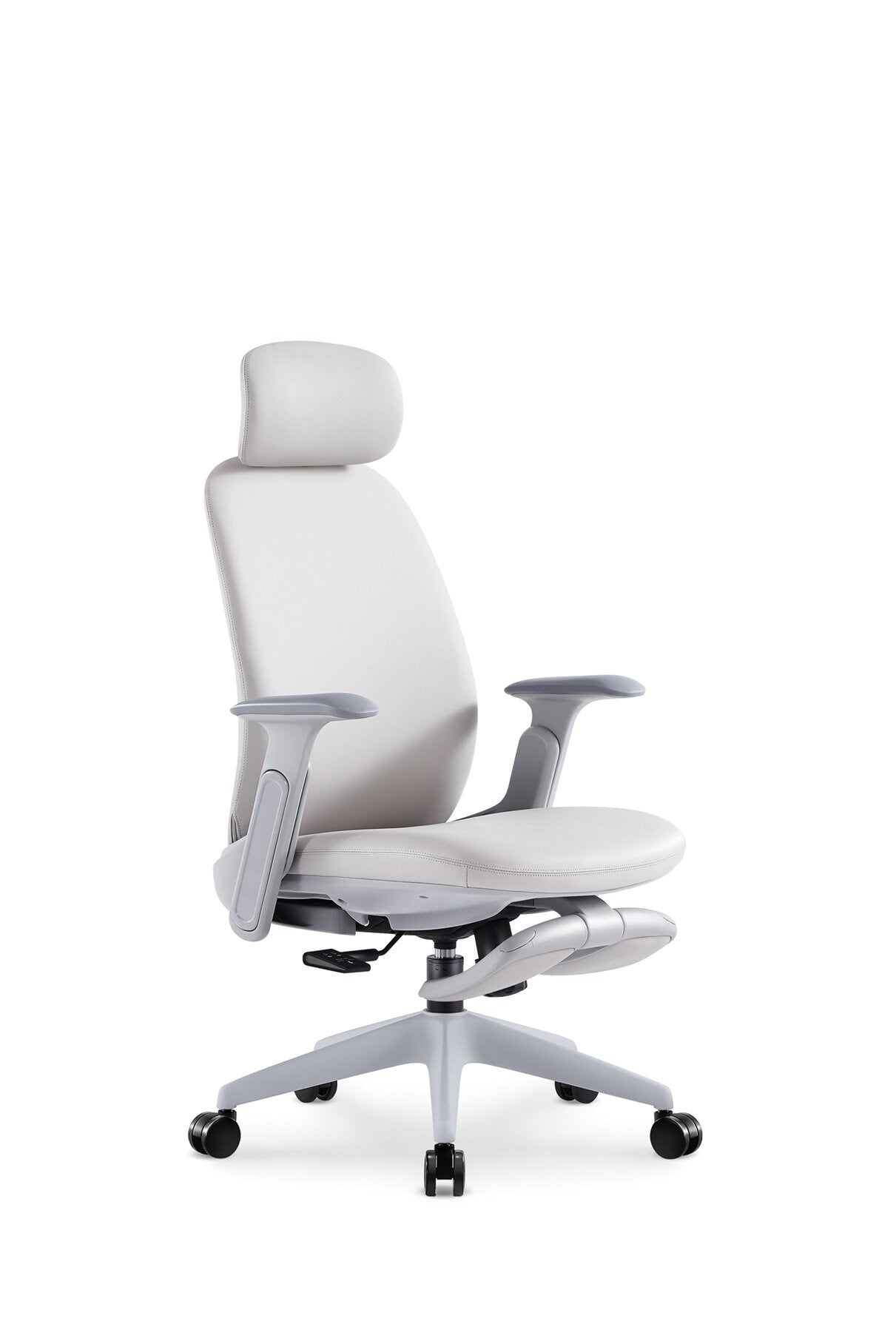 Scaun ergonomic profesional Zenith dumonde cu tetiera reglabila 2D, cotiere 2D ultra moi, mecanism multifunctional inclinare/blocare, suport picoare, gri