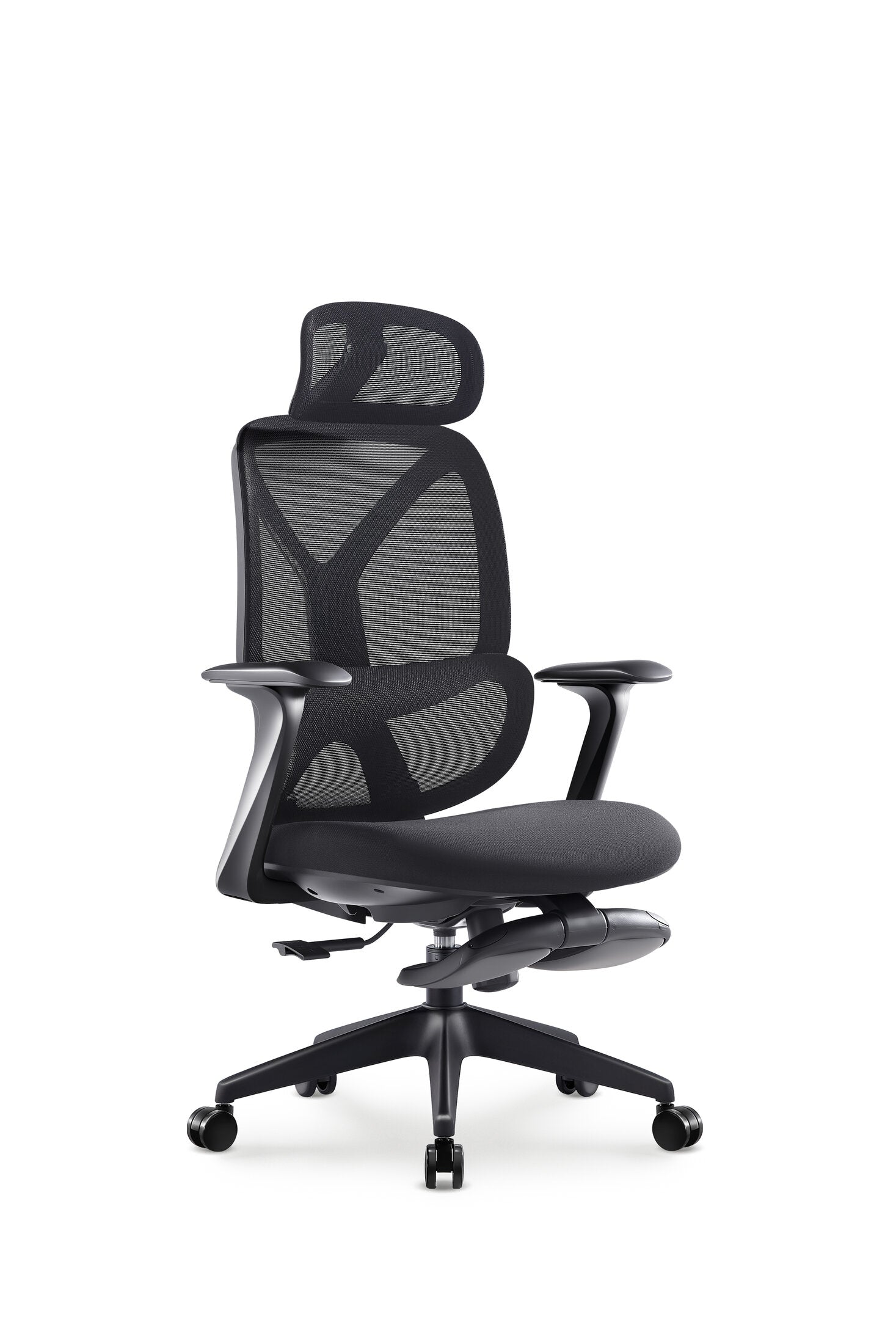 Scaun ergonomic profesional Nova dumonde cu tetiera reglabila 3D, suport lombar mesh, cotiere 3D ultra moi, mecanism multifunctional inclinare/blocare, suport picoare, negru