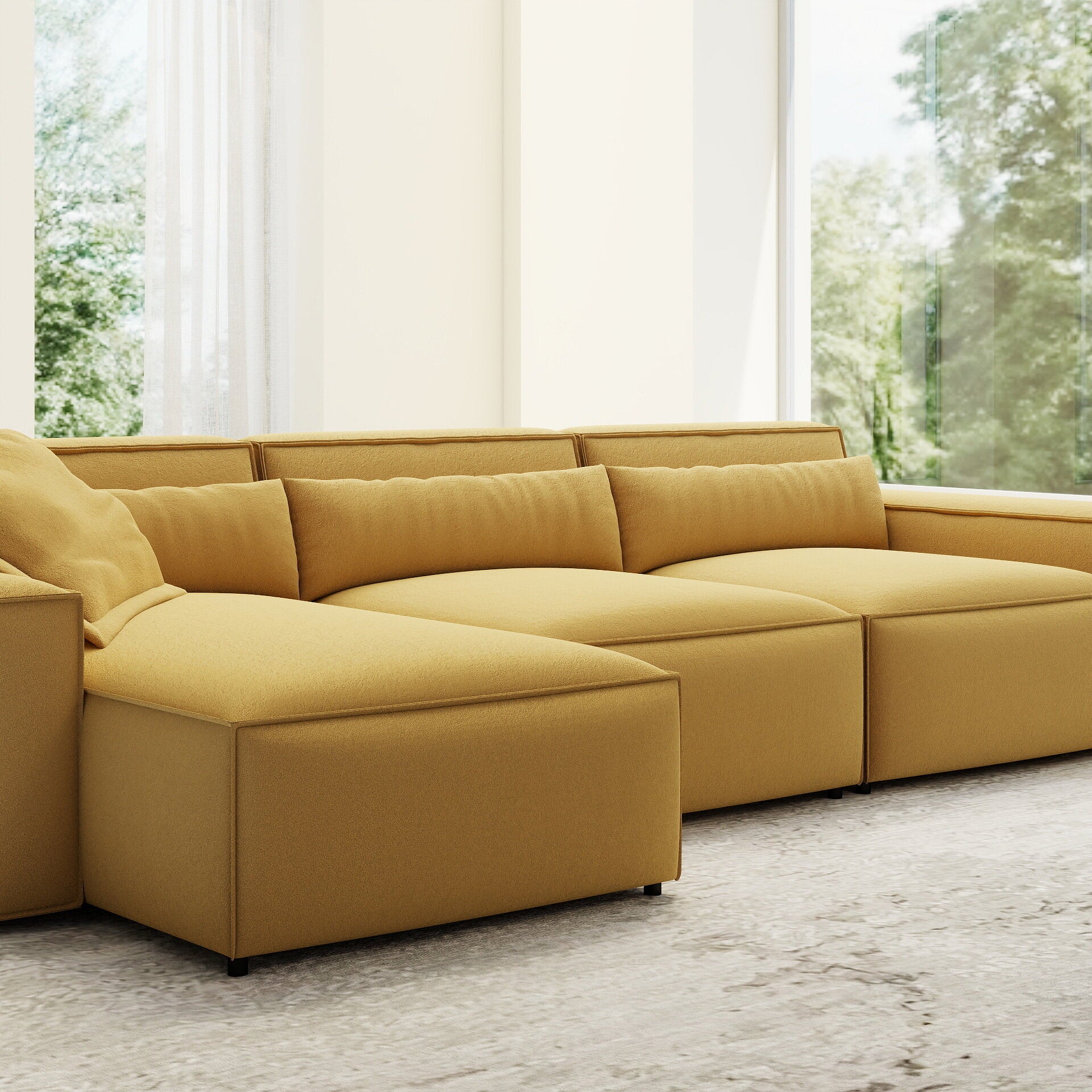 Colțar dumonde cu sezut confortabil din spuma HR, Marvelo XL Royal Mustar 366x175 cm