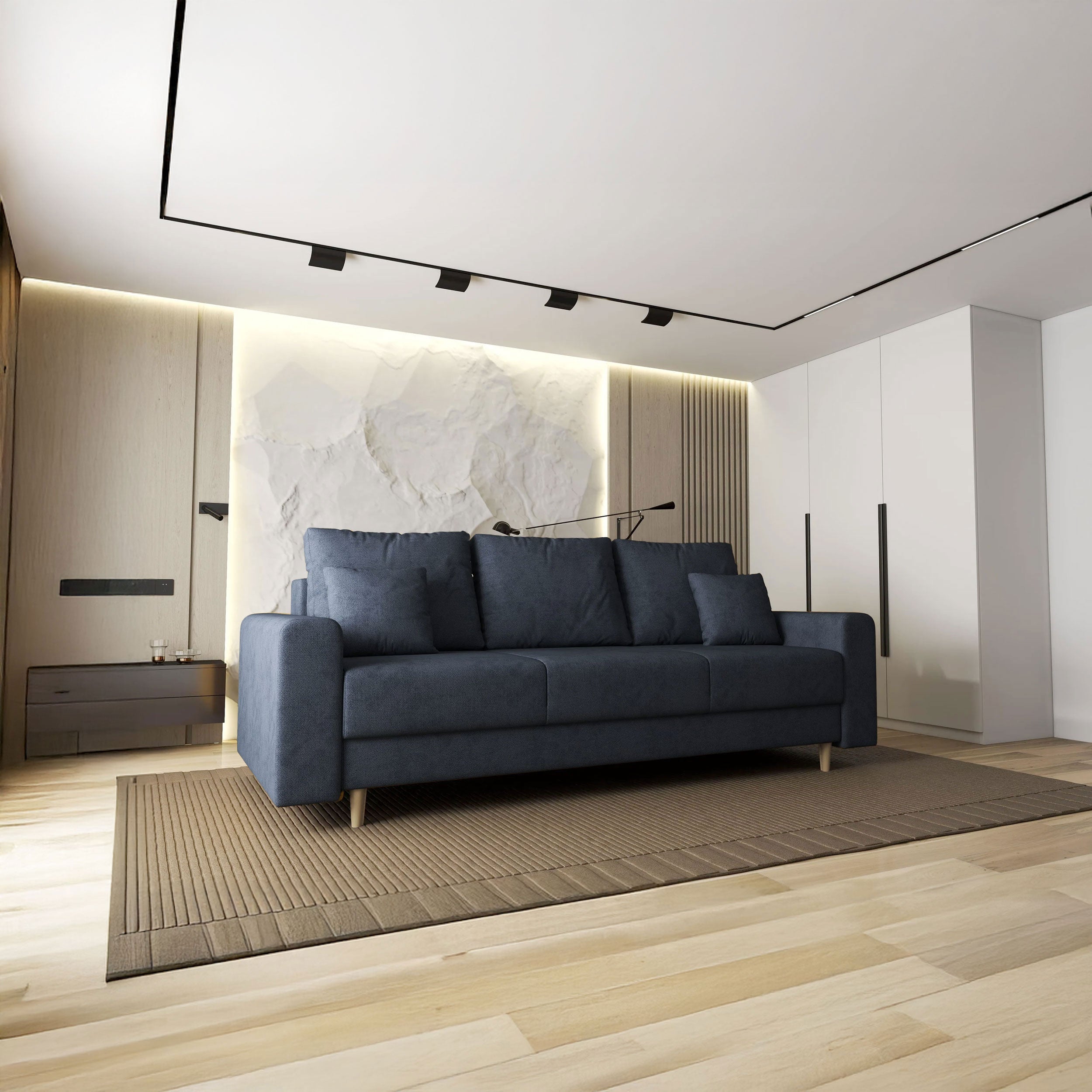 Canapea extensibilă dumonde cu ladă de depozitare si sezut confortabil din spuma HR, Kronos Enjoy Antracit 210x100 cm fabrica