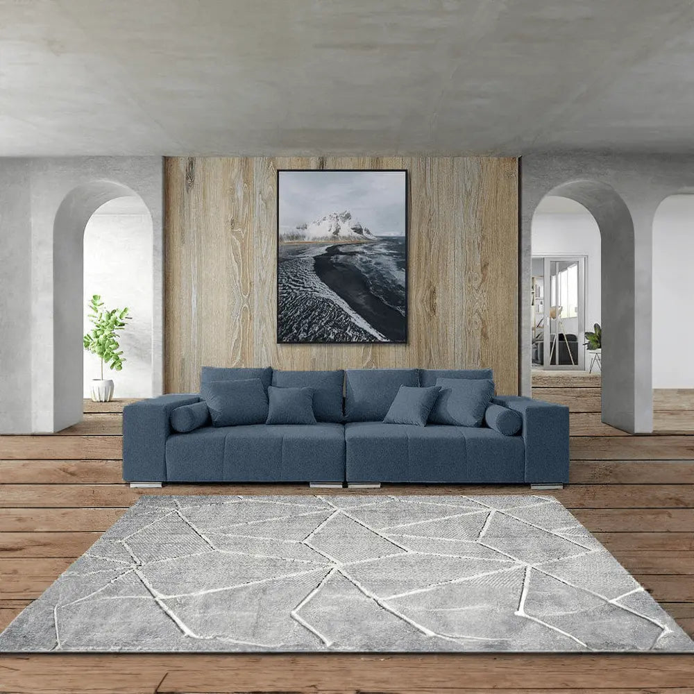 Canapea extensibilă dumonde cu ladă de depozitare si sezut confortabil din spuma high-density, Marbela Enjoy Blue XXL 295x100 cm