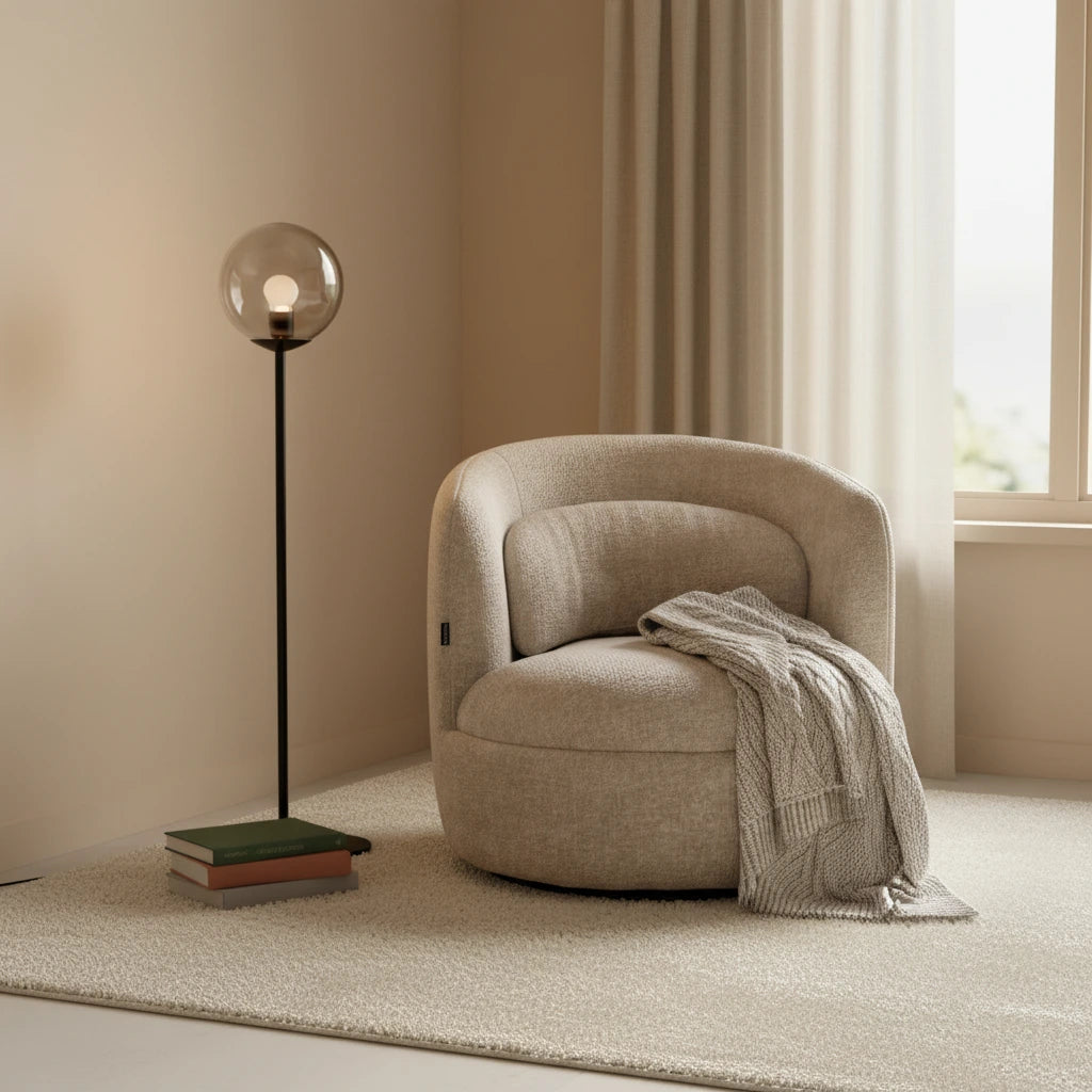 Fotoliu dumonde tapitat bej modern Marco 84x84cm